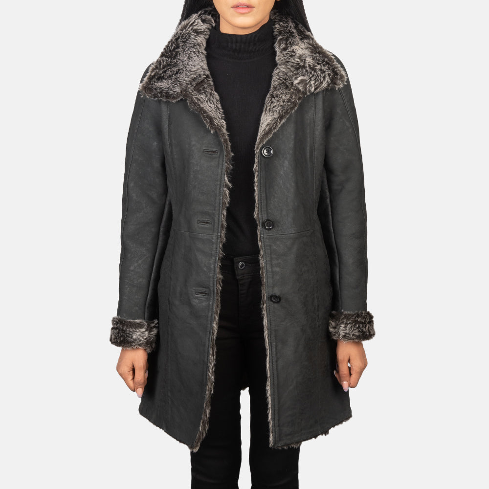 キャットフード Erica Women's Erica Black Leather Coat – The Jacket Maker