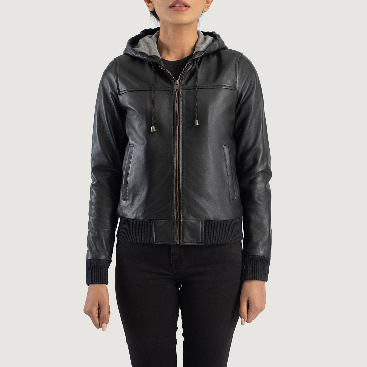 【値下げ不可】ALD / Leather Bomber Jacket M Women_s_Rebella_Black_Hooded_L