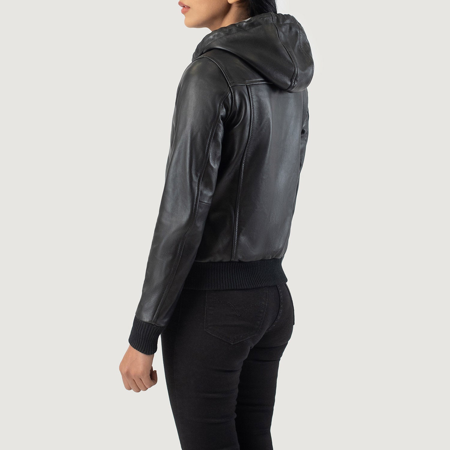 Rebella Black Hooded Leather Bomber Jacket – The Jacket Maker