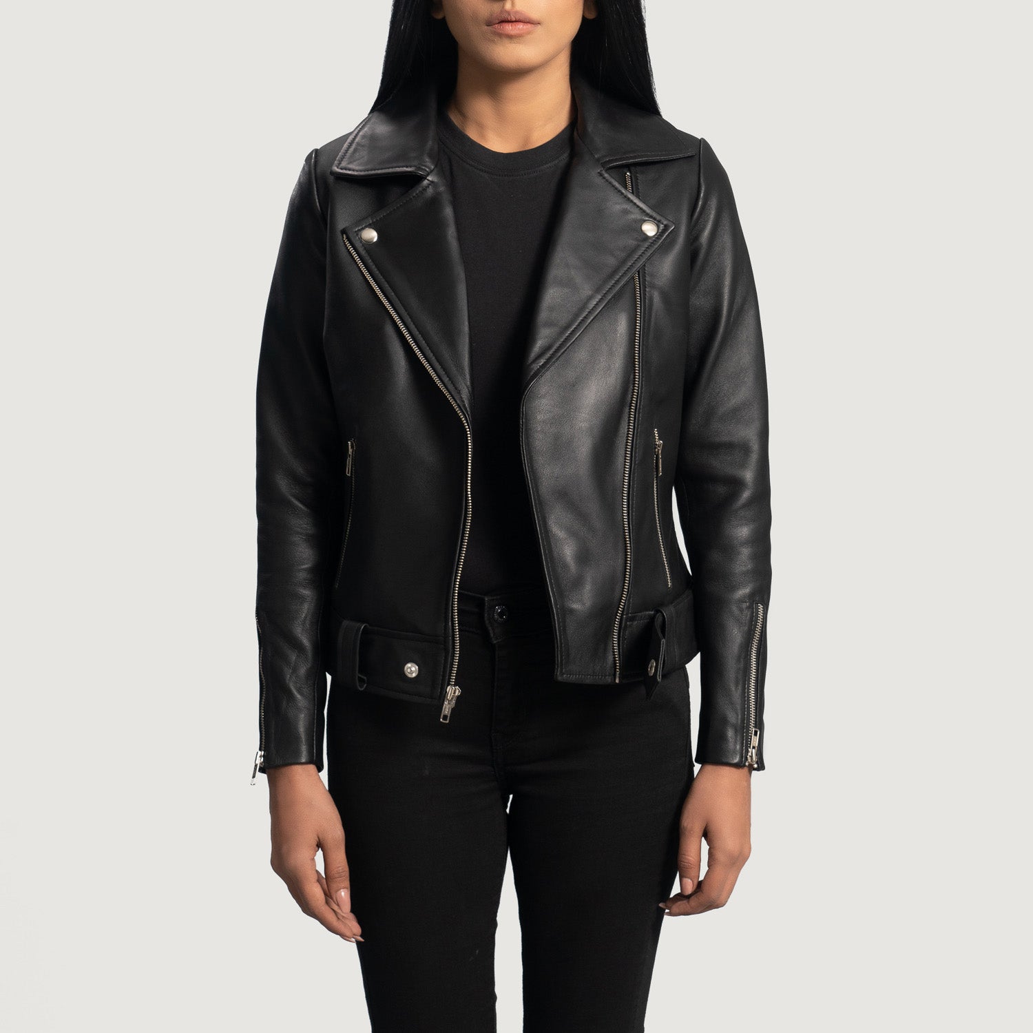Women's Rumy Black Leather Biker Jacket – The Jacket Maker