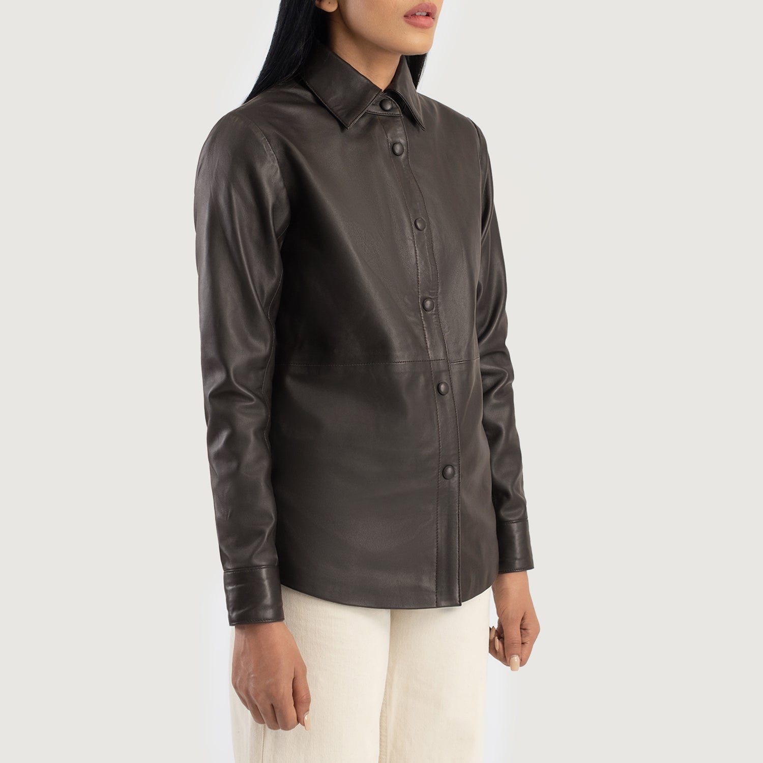 Women's Zenith Brown Leather Shirt Jacket – The Jacket Maker