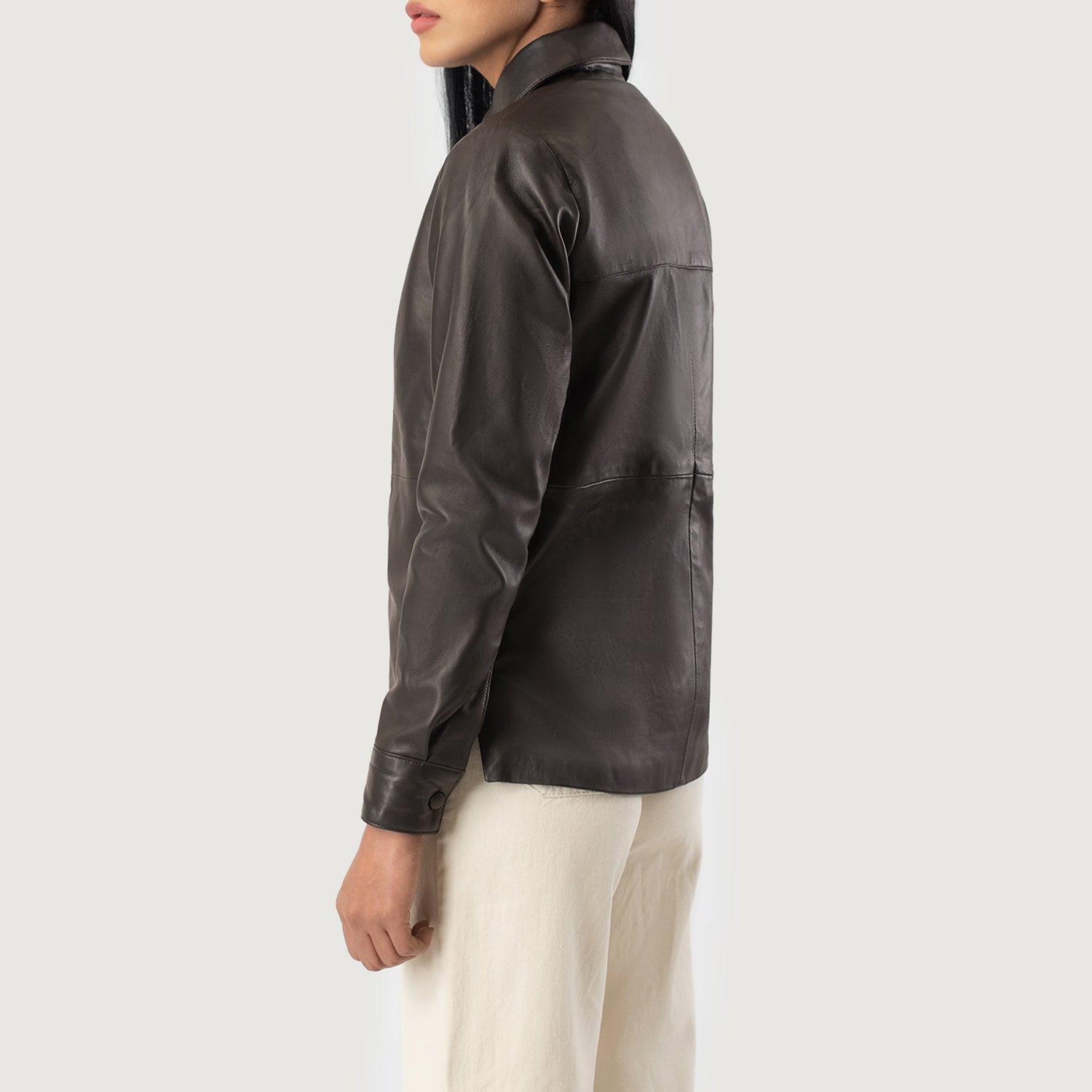 Women's Zenith Brown Leather Shirt Jacket – The Jacket Maker