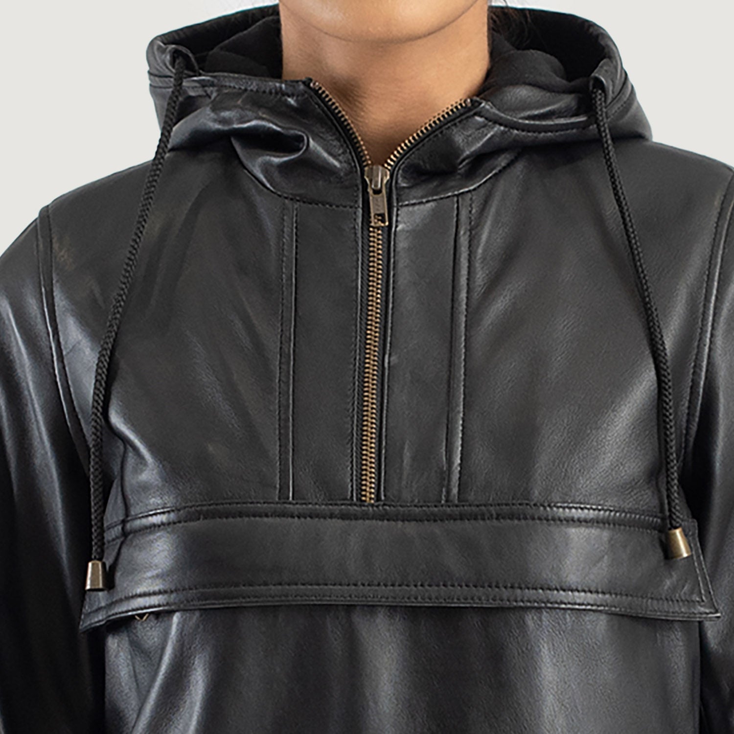 Zest Black Hooded Leather Pullover Jacket – The Jacket Maker