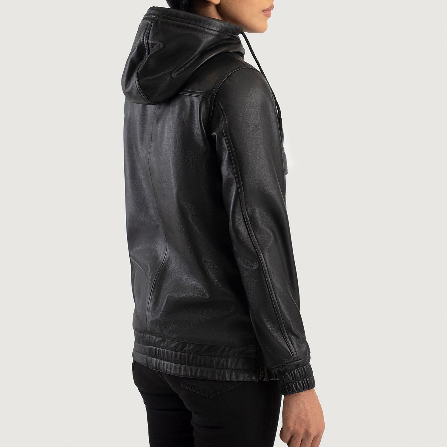 Zest Black Hooded Leather Pullover Jacket – The Jacket Maker