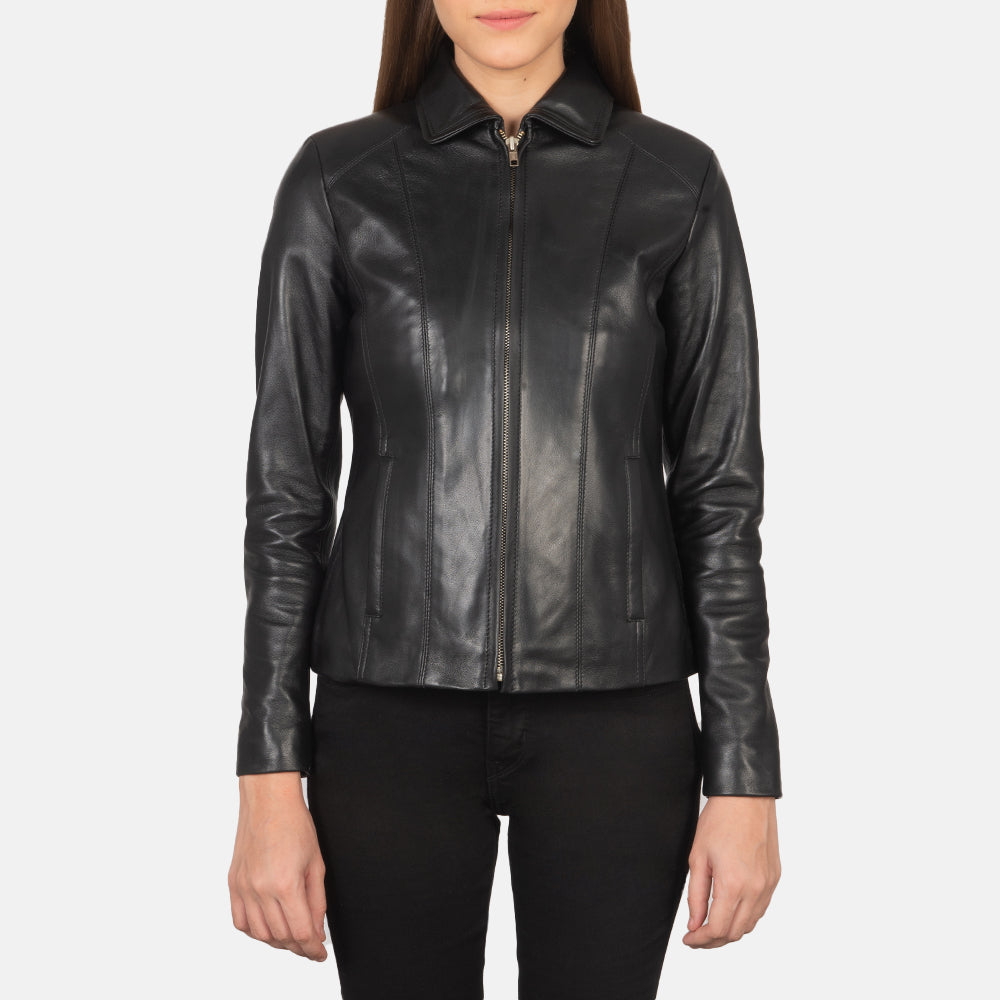 Women Colette Black Leather Jacket – The Jacket Maker