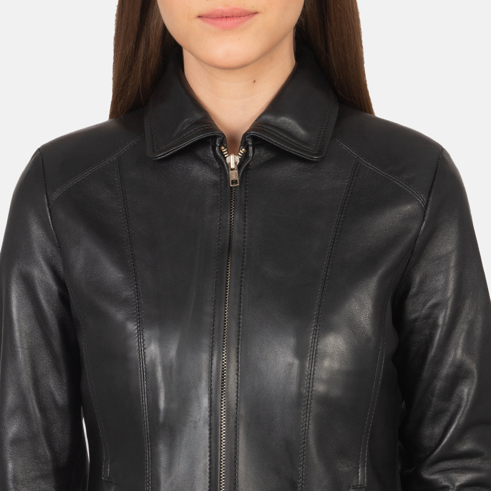 Women Colette Black Leather Jacket – The Jacket Maker