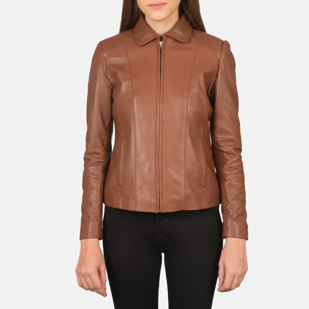 Women Colette Brown Leather Jacket – The Jacket Maker