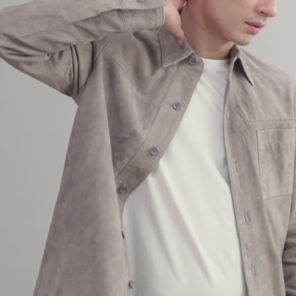 Scout Grey Suede Leather Shirt For Men – The Jacket Maker