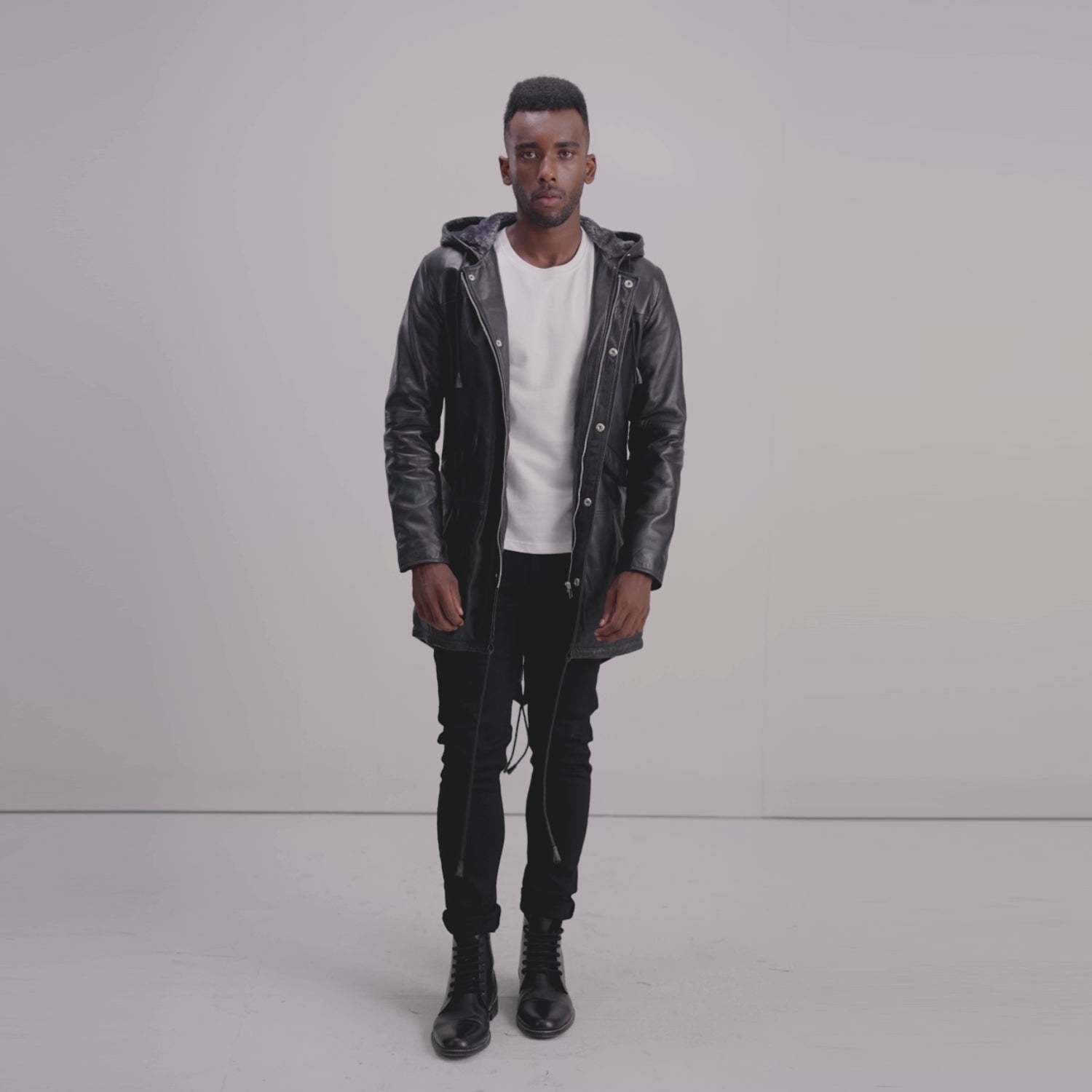 Delvin Black Leather Parka - The Jacket Maker