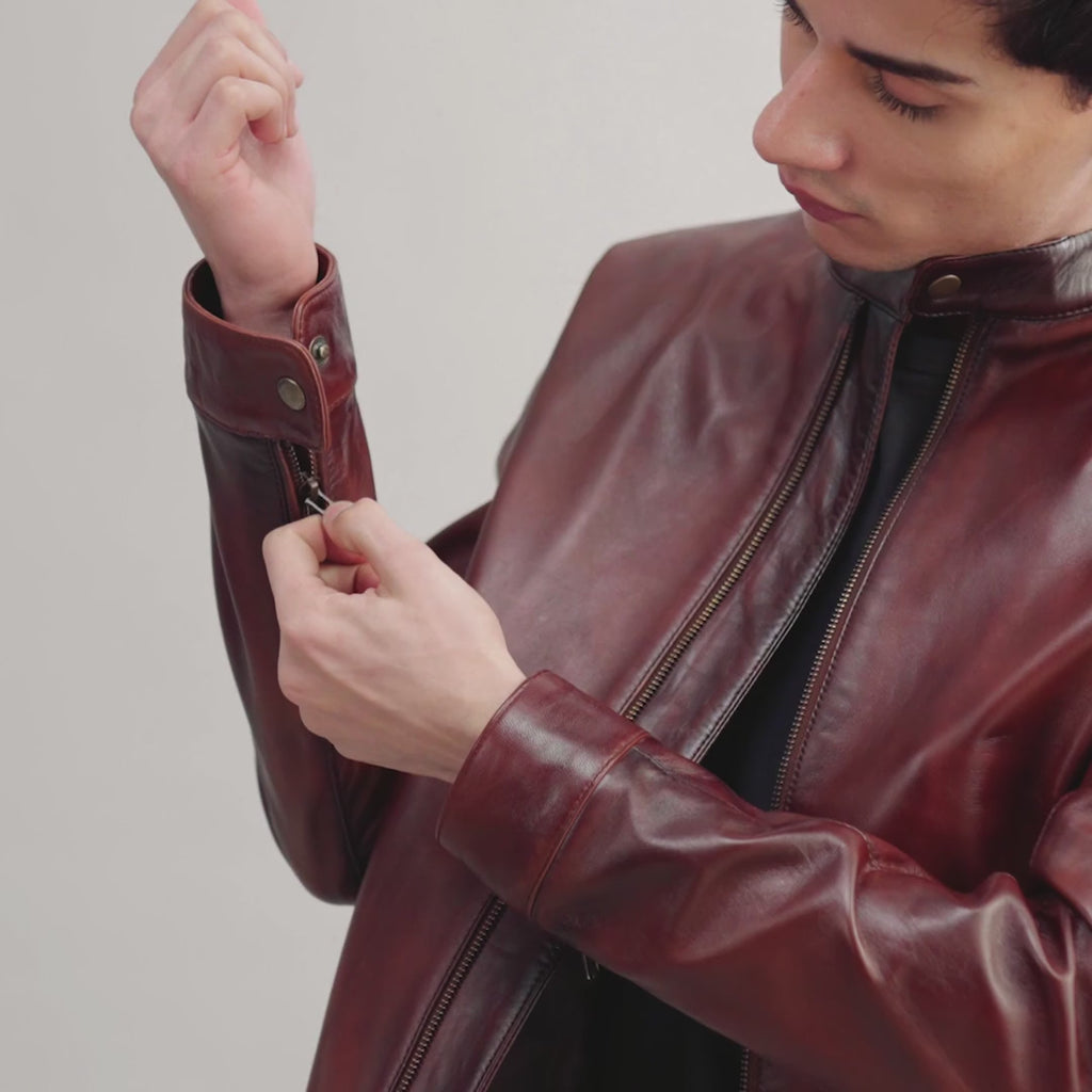 Zen Distressed Brown Leather Biker Jacket For Men – The Jacket Maker