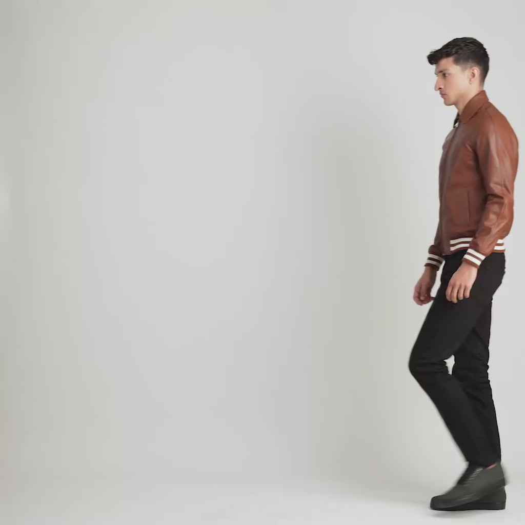 Walton Brown Leather Varsity Jacket For Men – The Jacket Maker