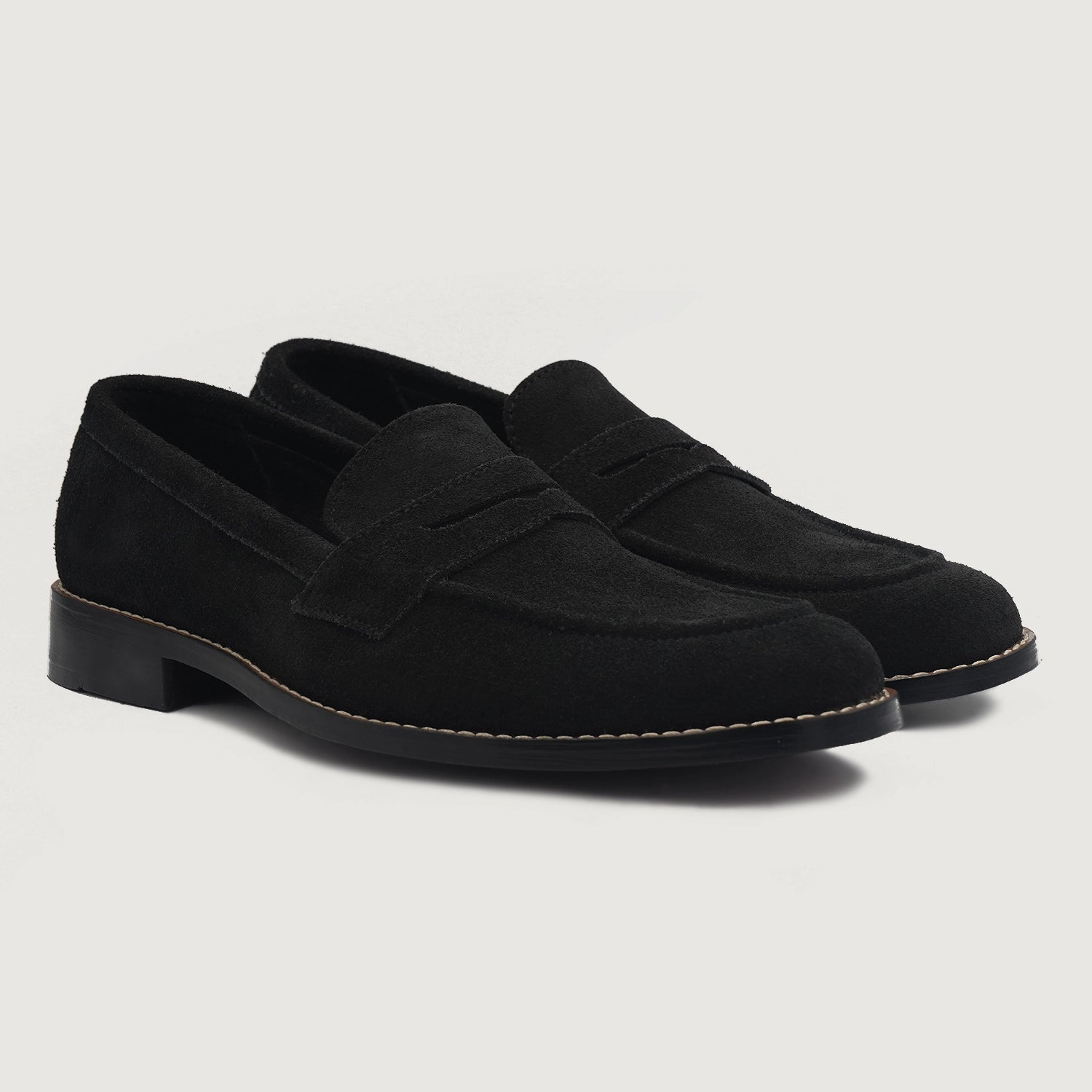 Baxton Black Suede Leather Loafers For Men - The Jacket Maker