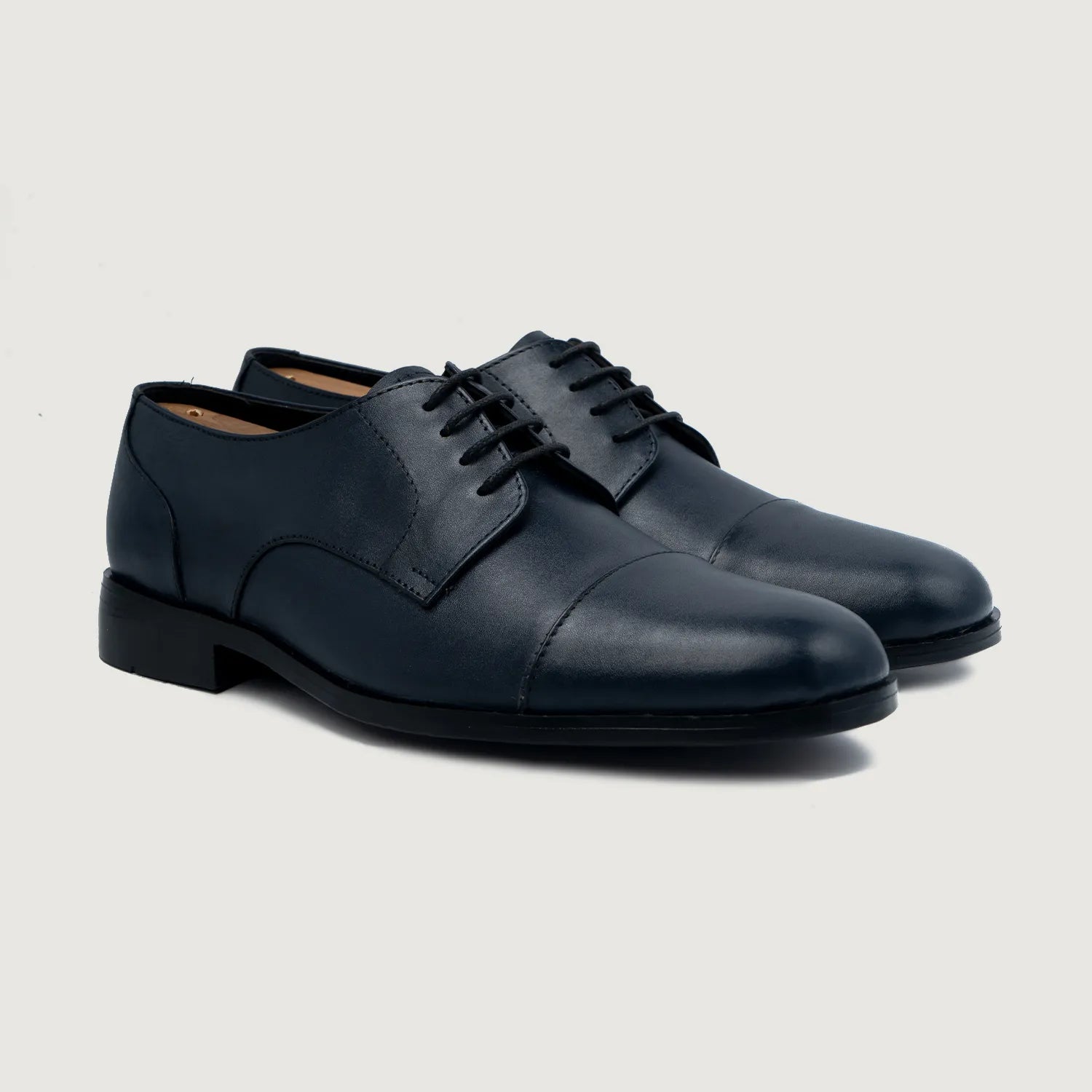Attorney Derby Midnight Blue Leather Shoes  The Jacket Maker