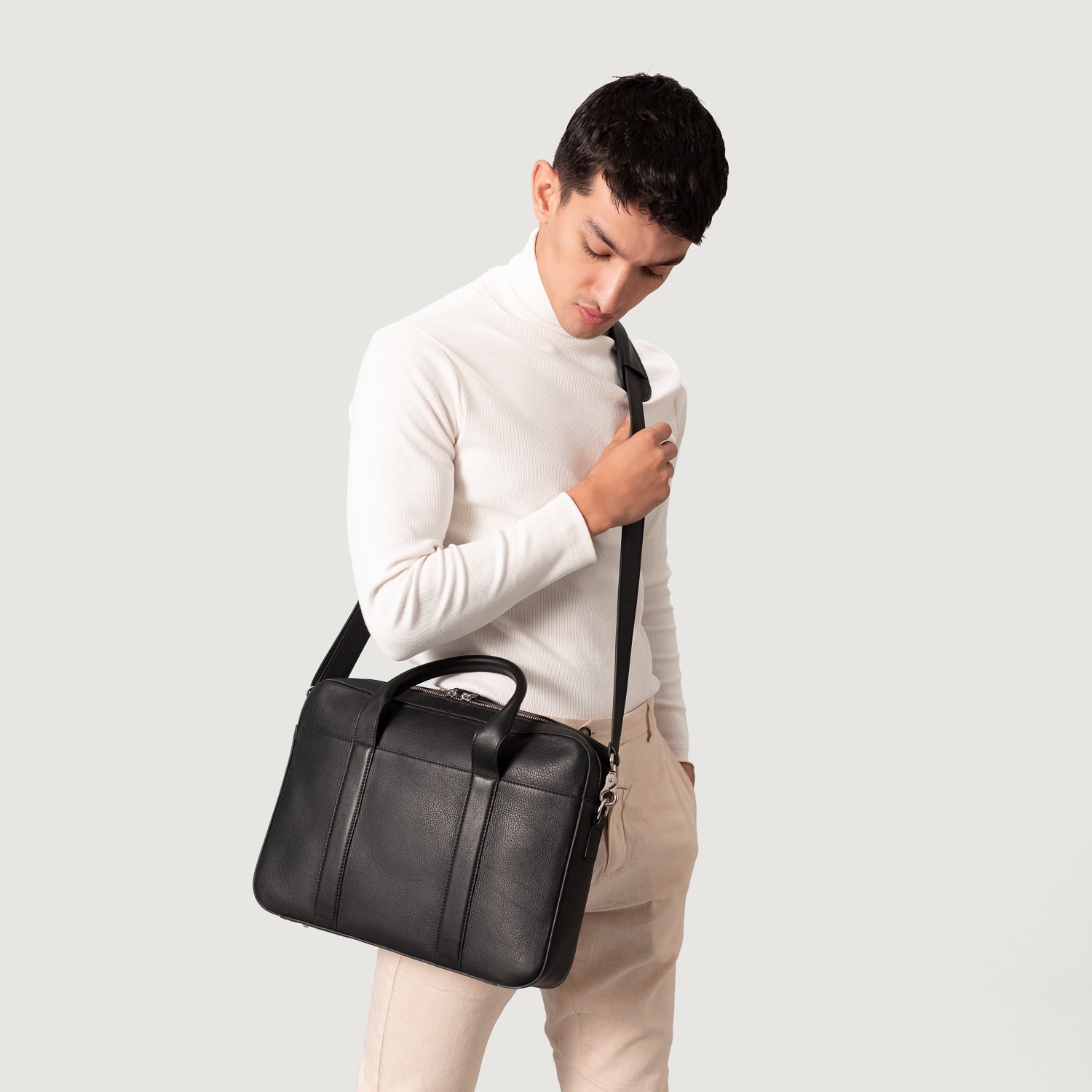 The Captain Black Leather Briefcase For Men - The Jacket Maker