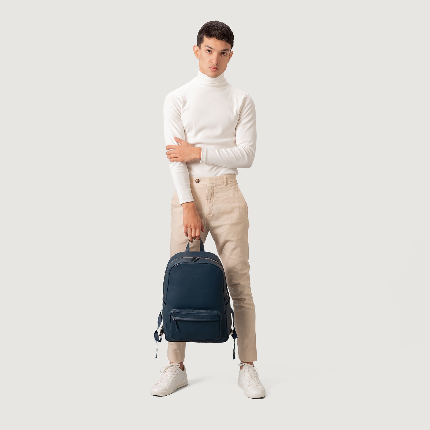 blue backpack brown leather The Philos Midnight Blue Leather Backpack – Men & Women – The Jacket Maker
