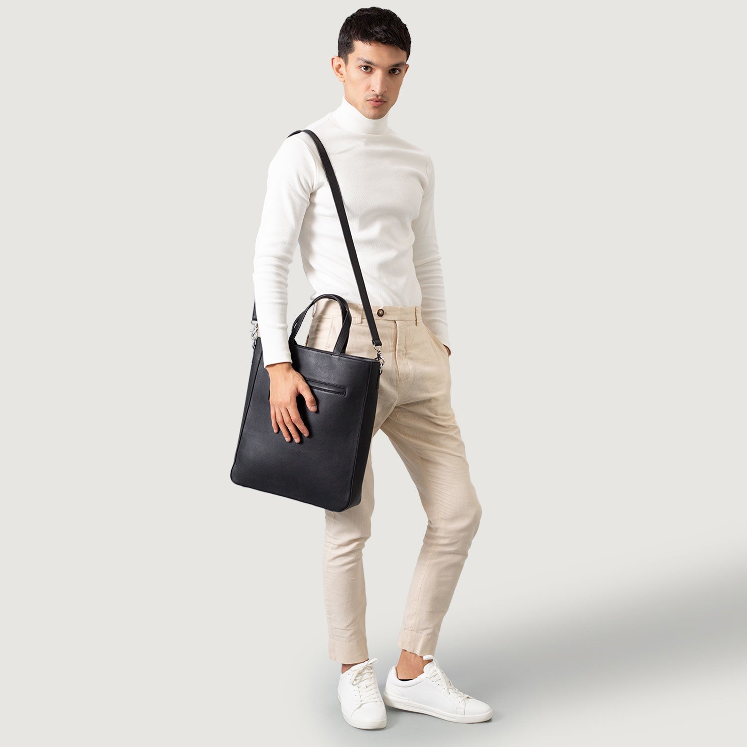 The Poet Black Leather Tote Bag For Men & Women - The Jacket Maker
