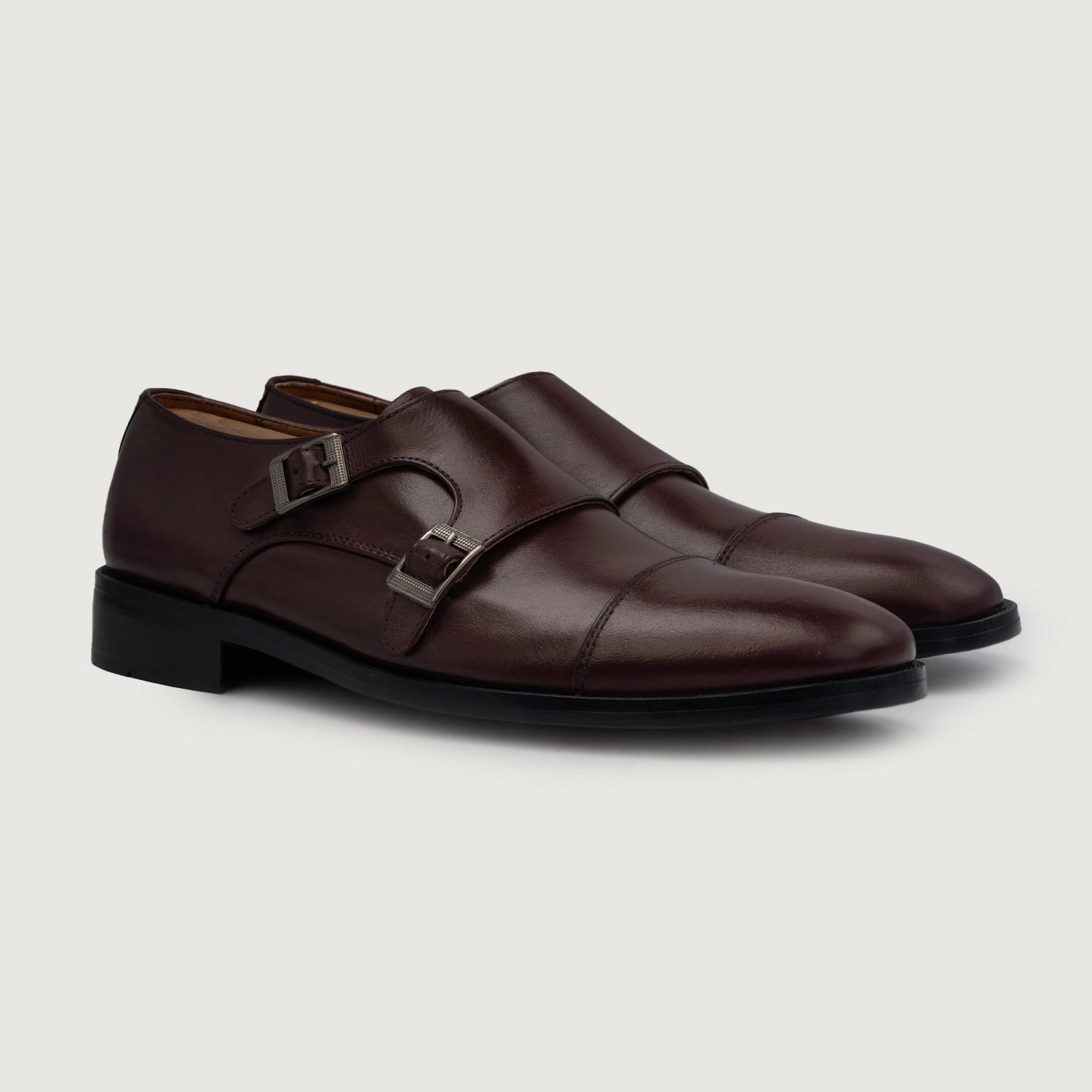 Boston Double Monk Strap Maroon Leather Shoes – The Jacket Maker