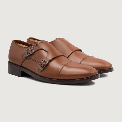 brown buckle dress shoes Boston Double Monk Strap Tan Leather – The Jacket Maker contemporary appearance Select Size:Custom CNY Brock Collection Teodosia Puff-Sleeve