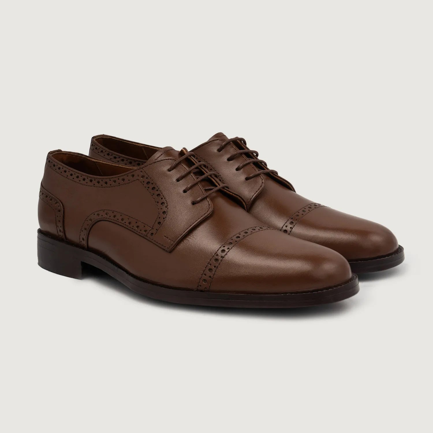 Dirk Brogues Derby Brown Leather Shoes For Men - The Jacket