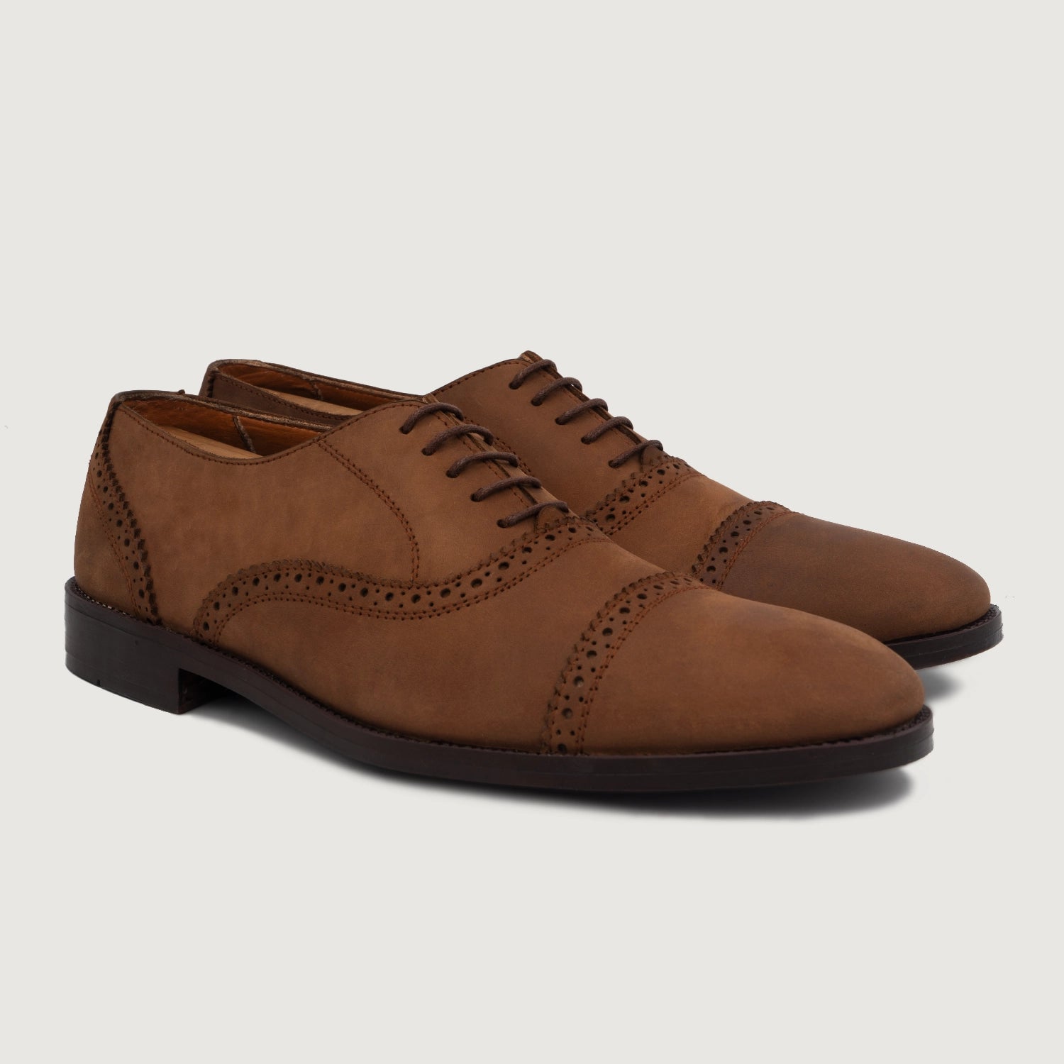 Italian Handmade Men\'s Leather Shoe / Jean Brown Brogue Leather Shoes For Men Greyson Brogues Oxford Brown Leather Shoes For Men - The  main image 3