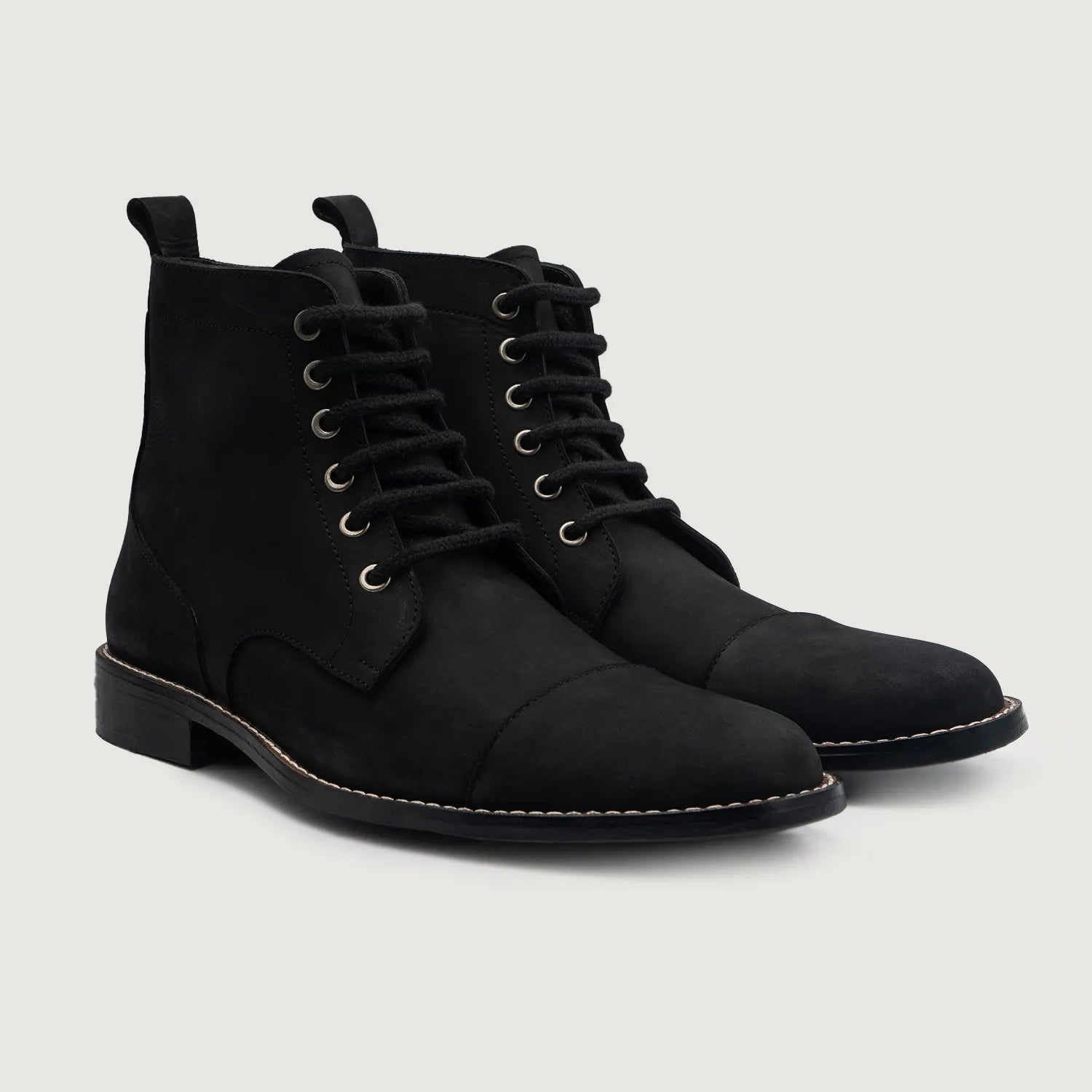 Knight Derby Black Nubuck Leather Boots For Men - The Jacket Knight Derby Black Nubuck Leather Boots For Men - The Jacket