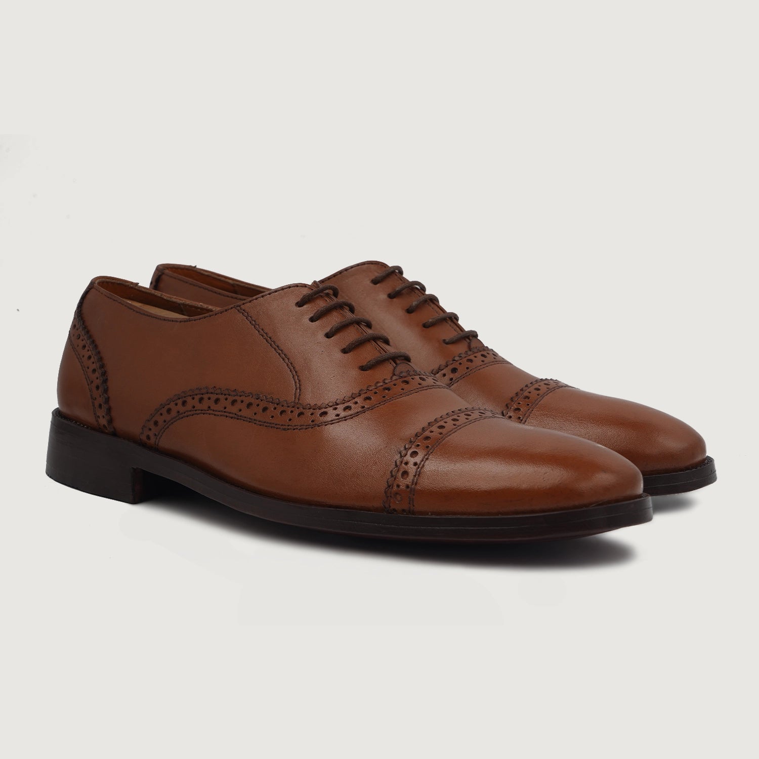Greyson Brogues Oxford Tan Leather Shoes For Men