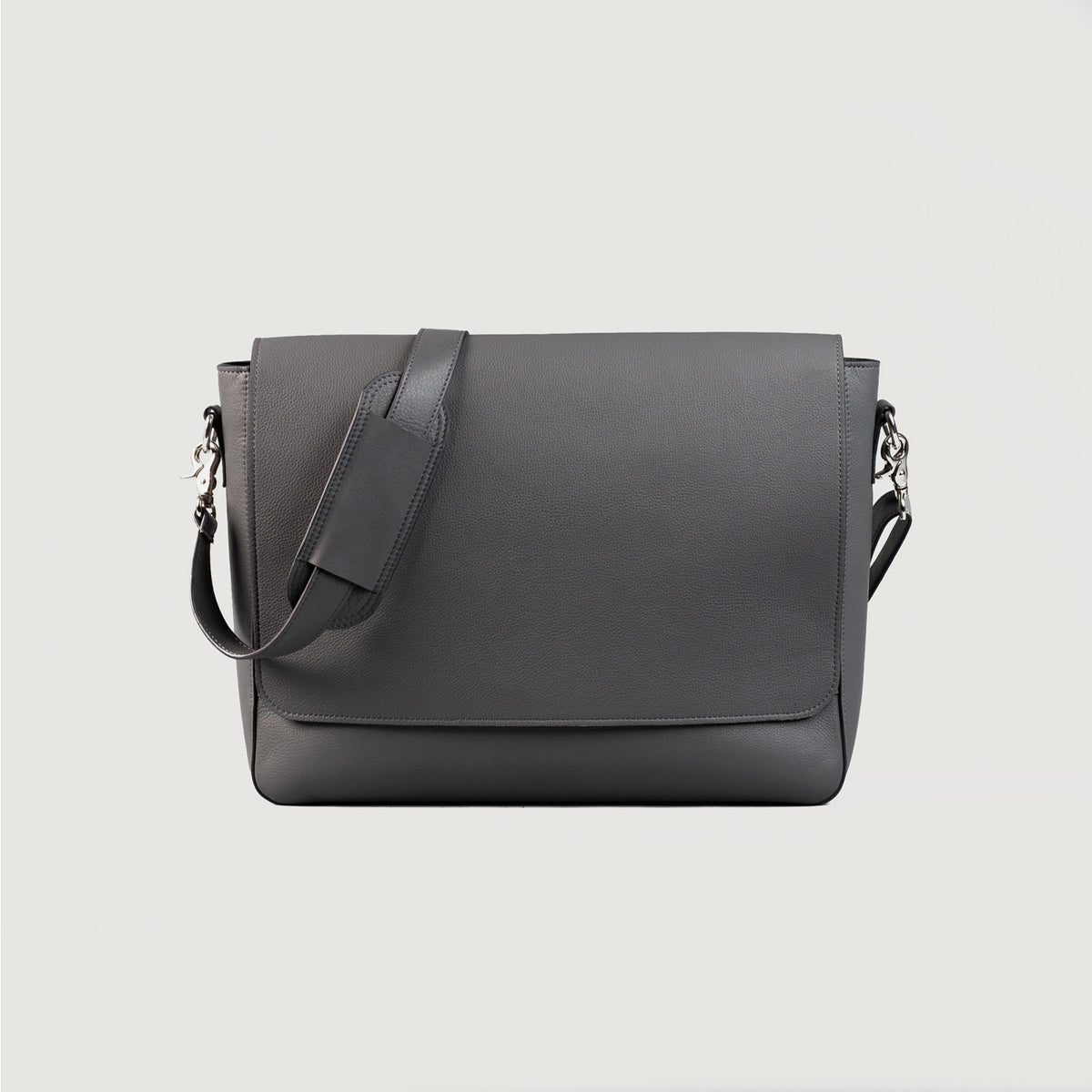 The Carismatico Grey Leather Messenger Bag For Men & Women