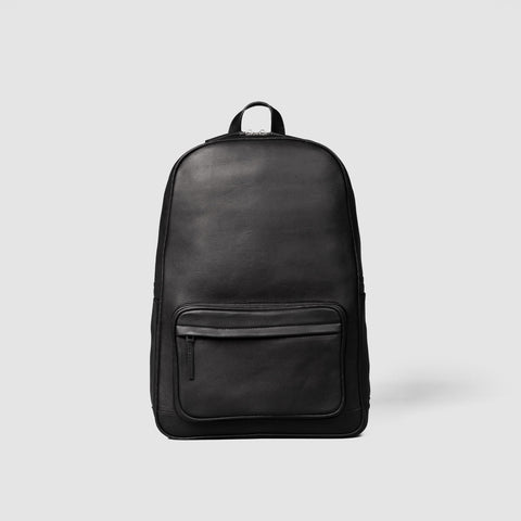 The Philos Black Leather Backpack For Men & Women