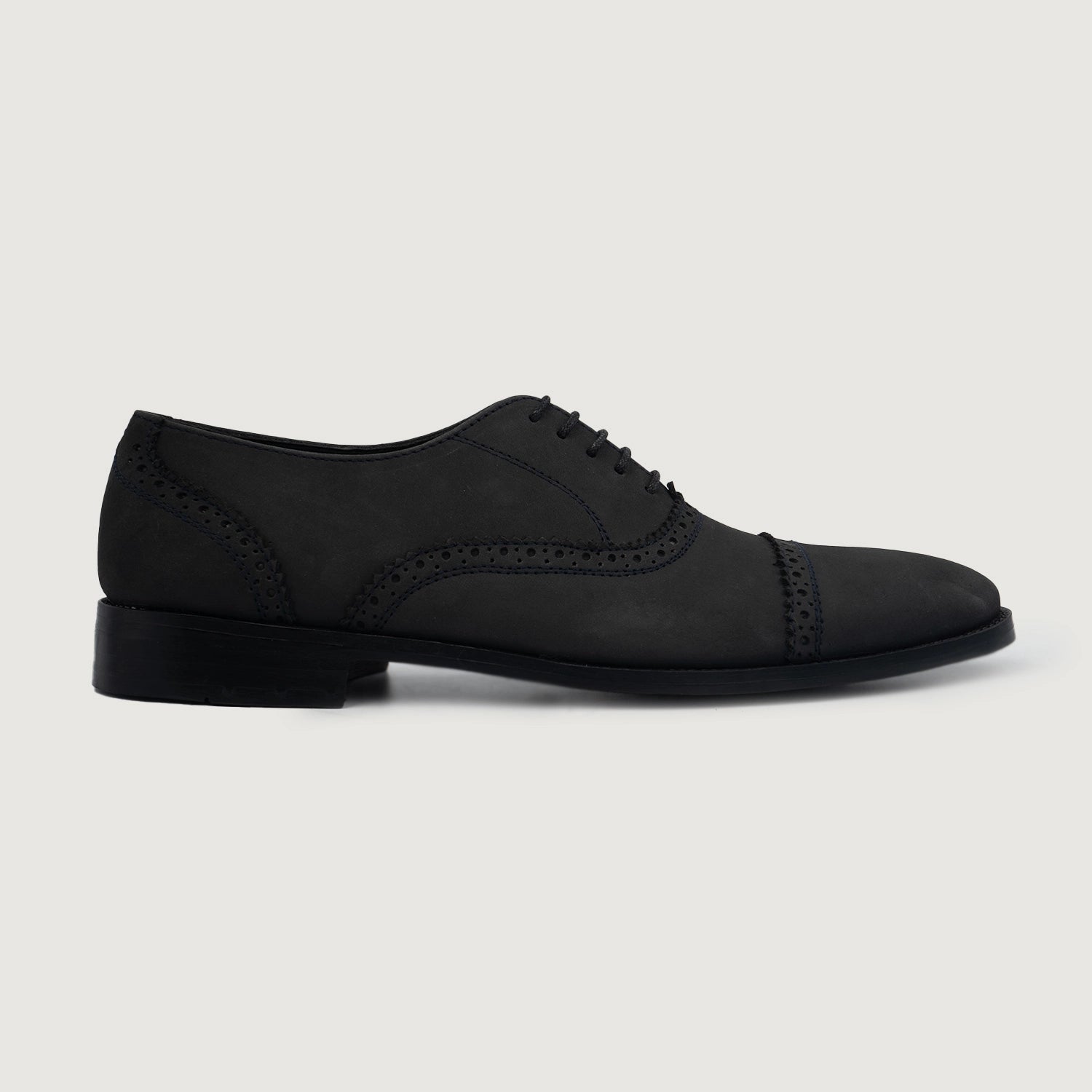 Greyson Brogues Oxford Black Nubuck Leather Shoes For Men 