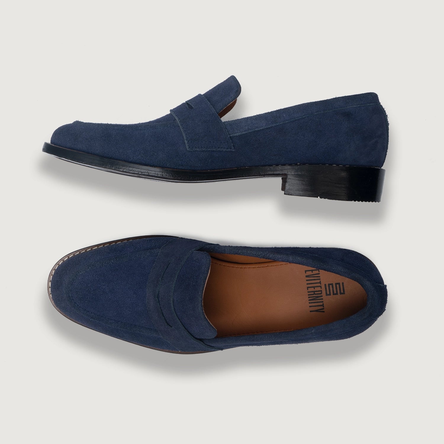 Superglamorous Men\'s leather Blue Suede Loafers size EU44 Baxton Blue Suede Leather Loafers For Men - The Jacket Maker main image 4