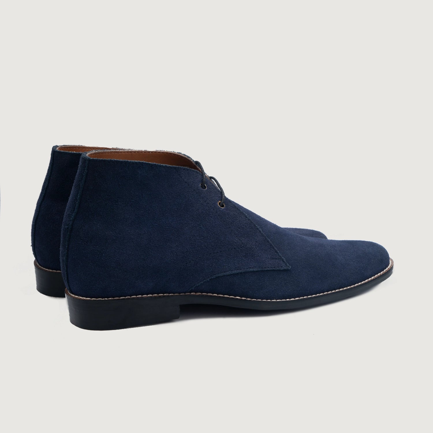 Hermes Plain Toe Lace Up Suede Leather Chukka Boots Navy Blue 08-  main image 2