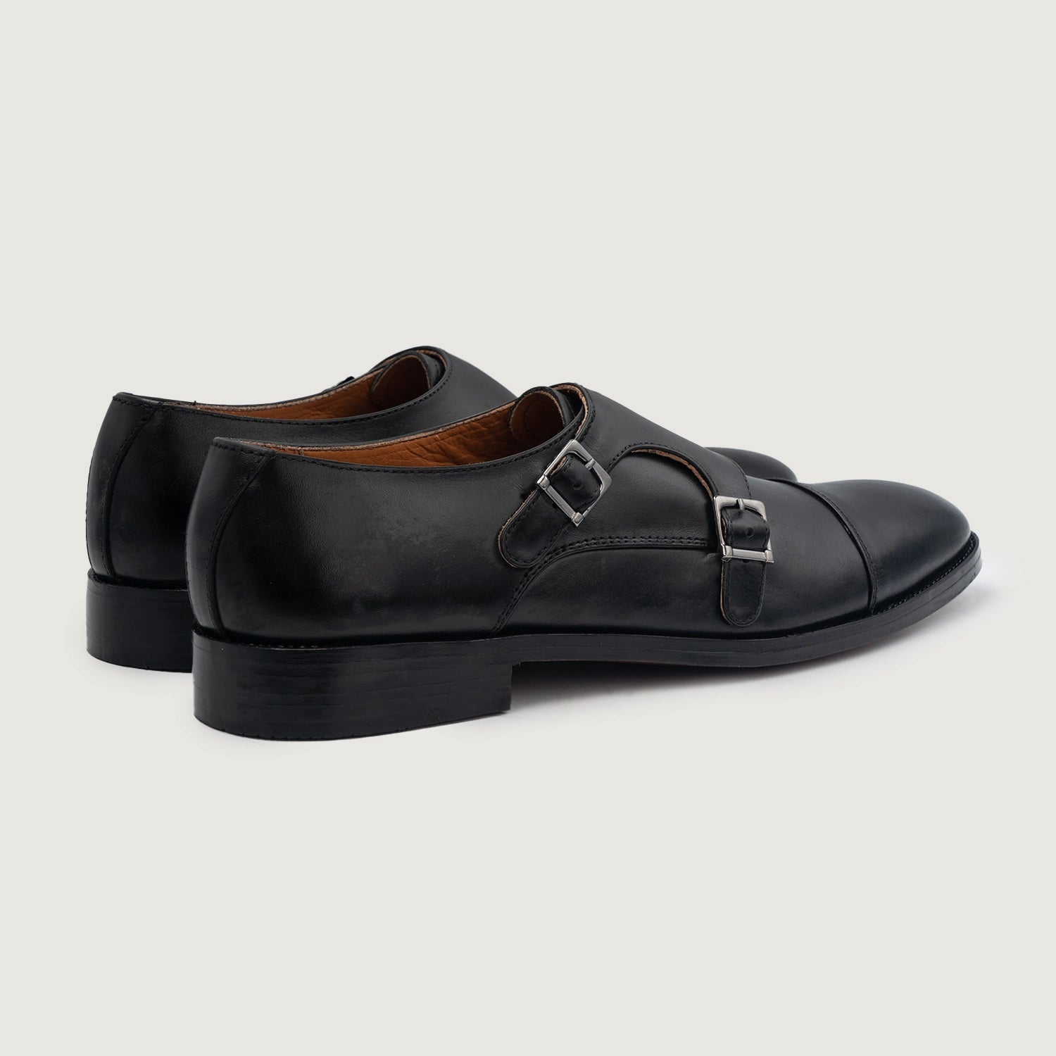 Boston Double Monk Strap Black Leather Shoes – The Jacket Maker