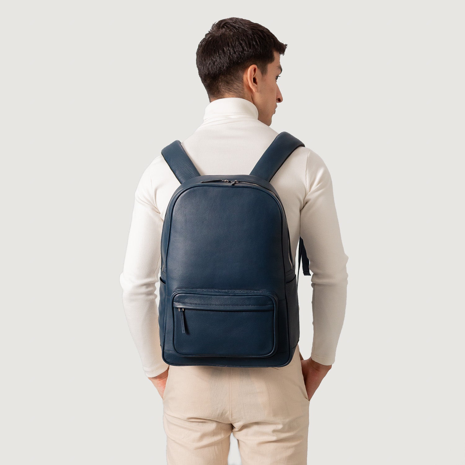 The Philos Midnight Blue Leather Backpack – Men & Women – The Jacket Maker
