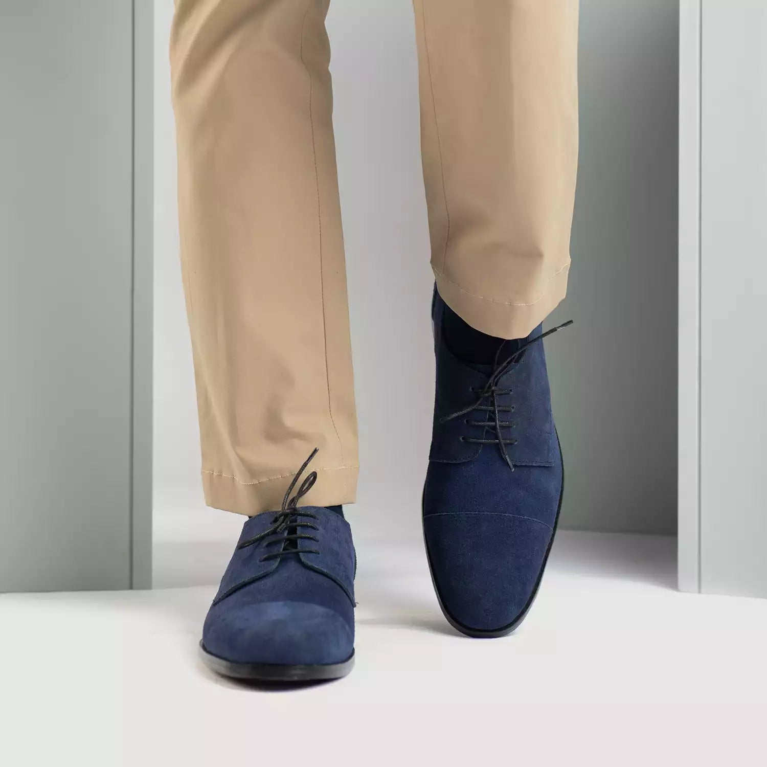 Attorney Derby Midnight Blue Suede Leather Shoes For Men The