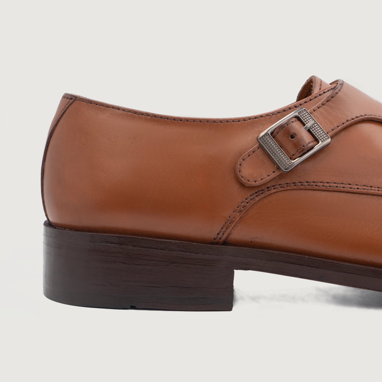 Boston Double Monk Strap Tan Leather Shoes For Men
