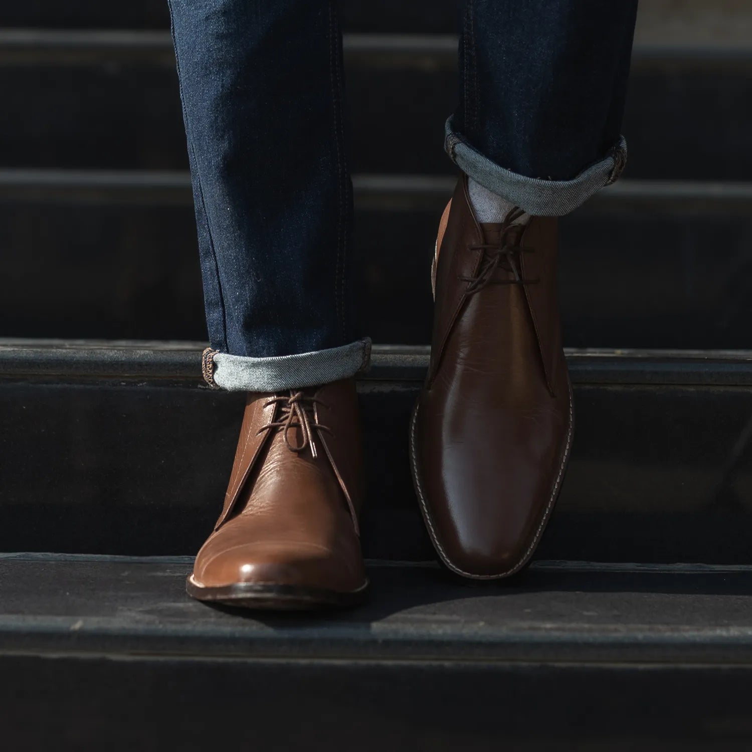 brown dress chukka boots Corry Leather – The Jacket Maker Size:customzied flexible and comfortable Color pair:denise-cross-hatch-earrings-gold Shop Ted Baker One