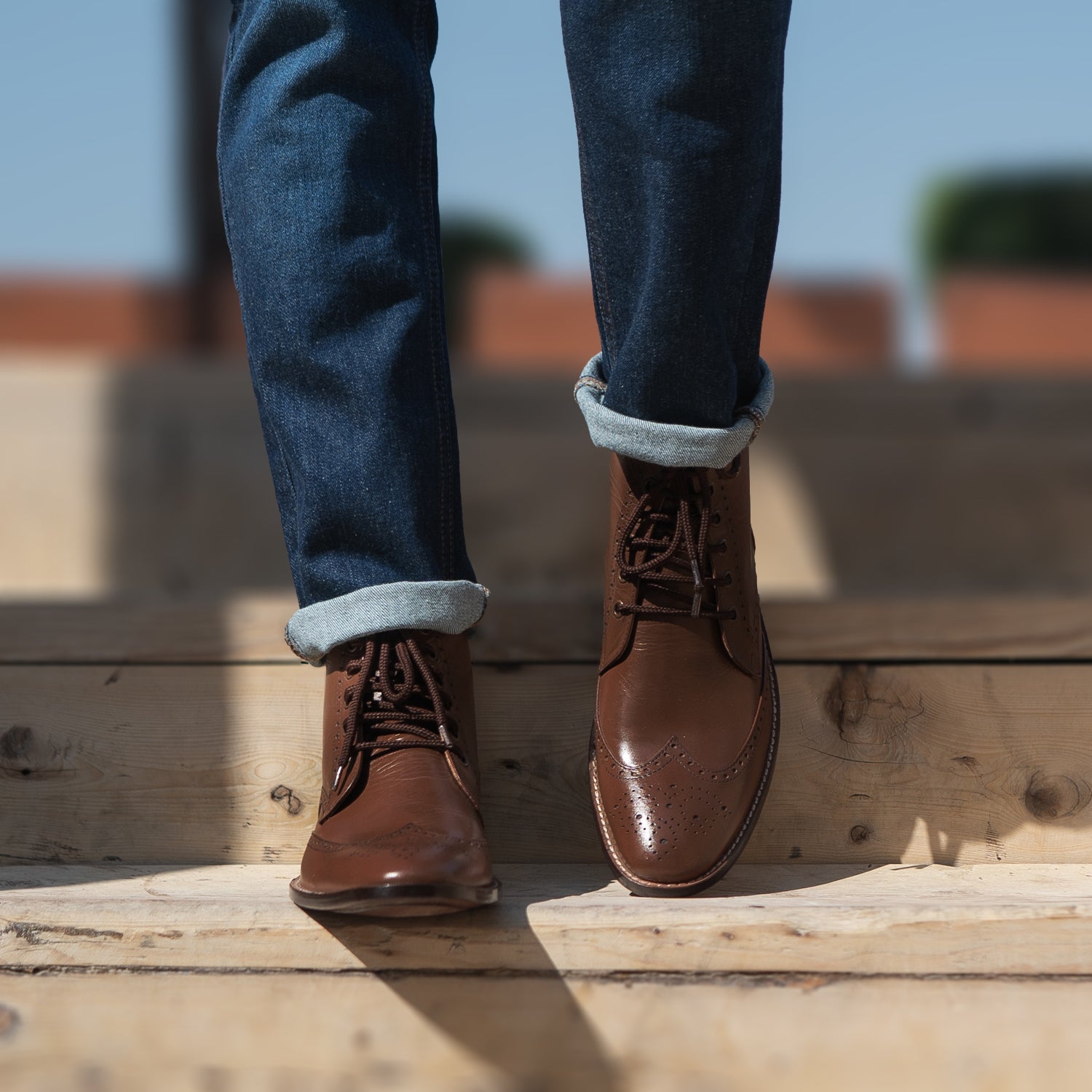Duster Brogues Derby Brown Leather Boots For Men - The Jacket Maker