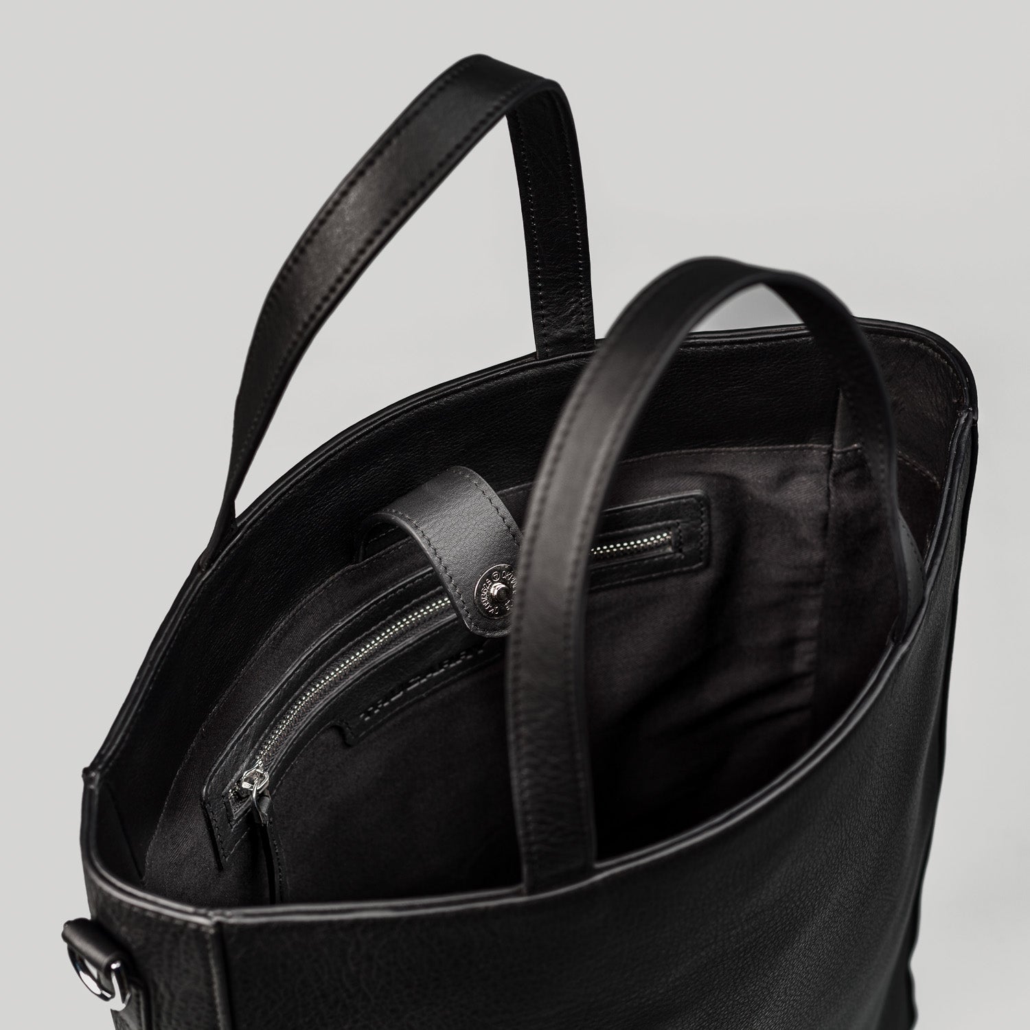 The Poet Black Leather Tote Bag For Men & Women - The Jacket Maker
