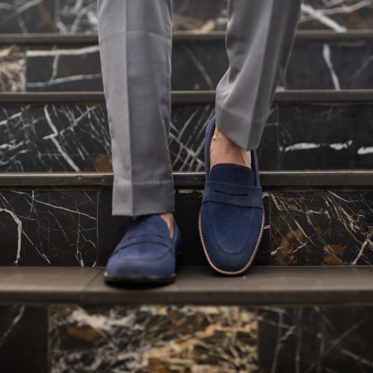 Baxton Blue Suede Leather Loafers For Men - The Jacket Maker