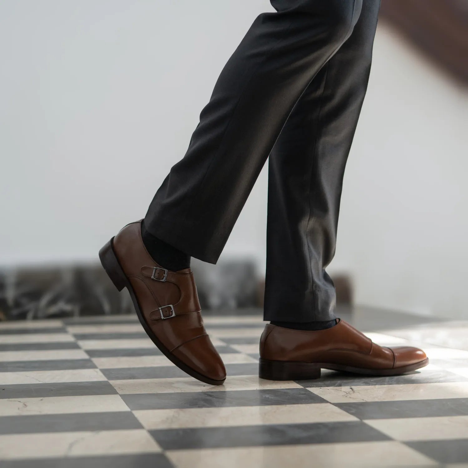 Boston Double Monk Strap Brown Leather Shoes Boston Double Monk Strap Brown Leather Shoes
