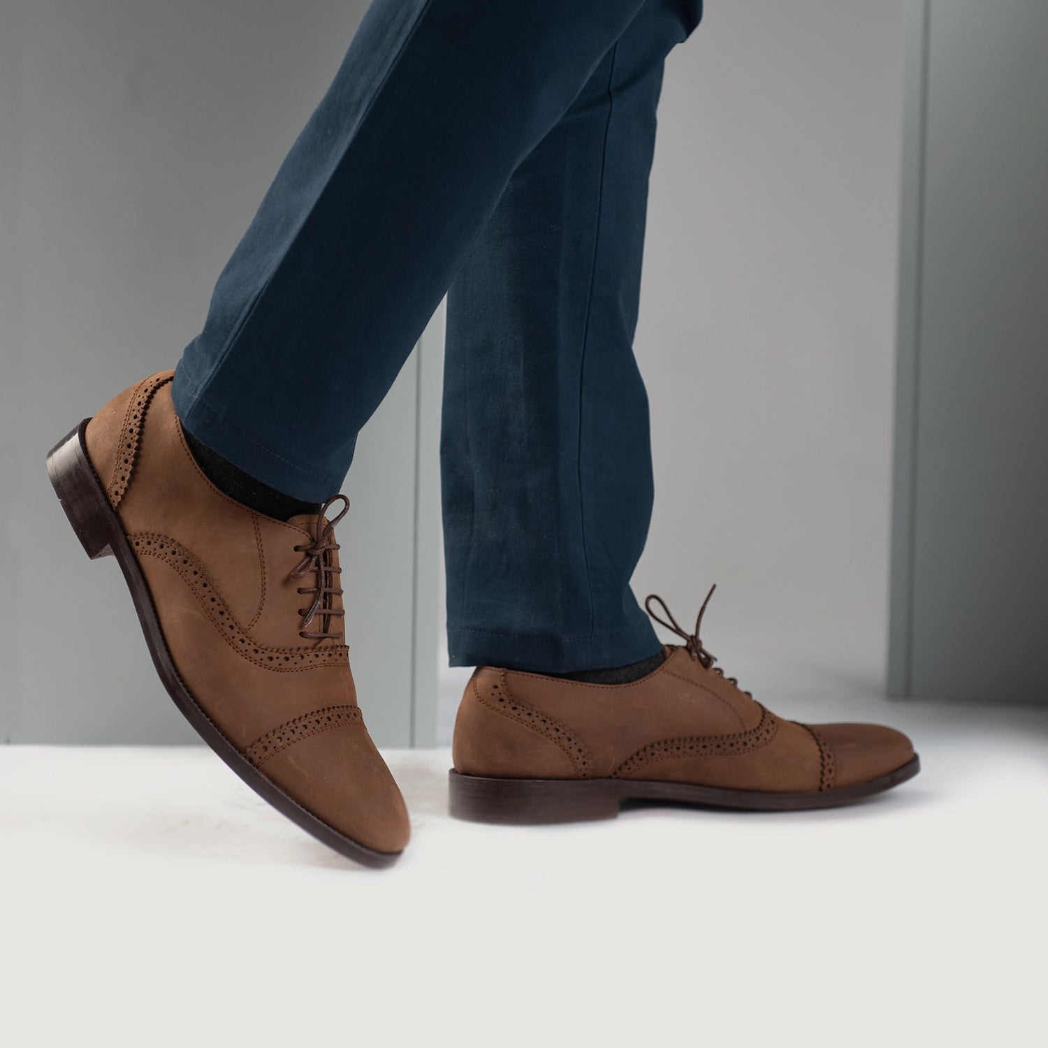 Men's Greyson Brogues Oxford Oil Pull-up Brown Leather Shoes – The