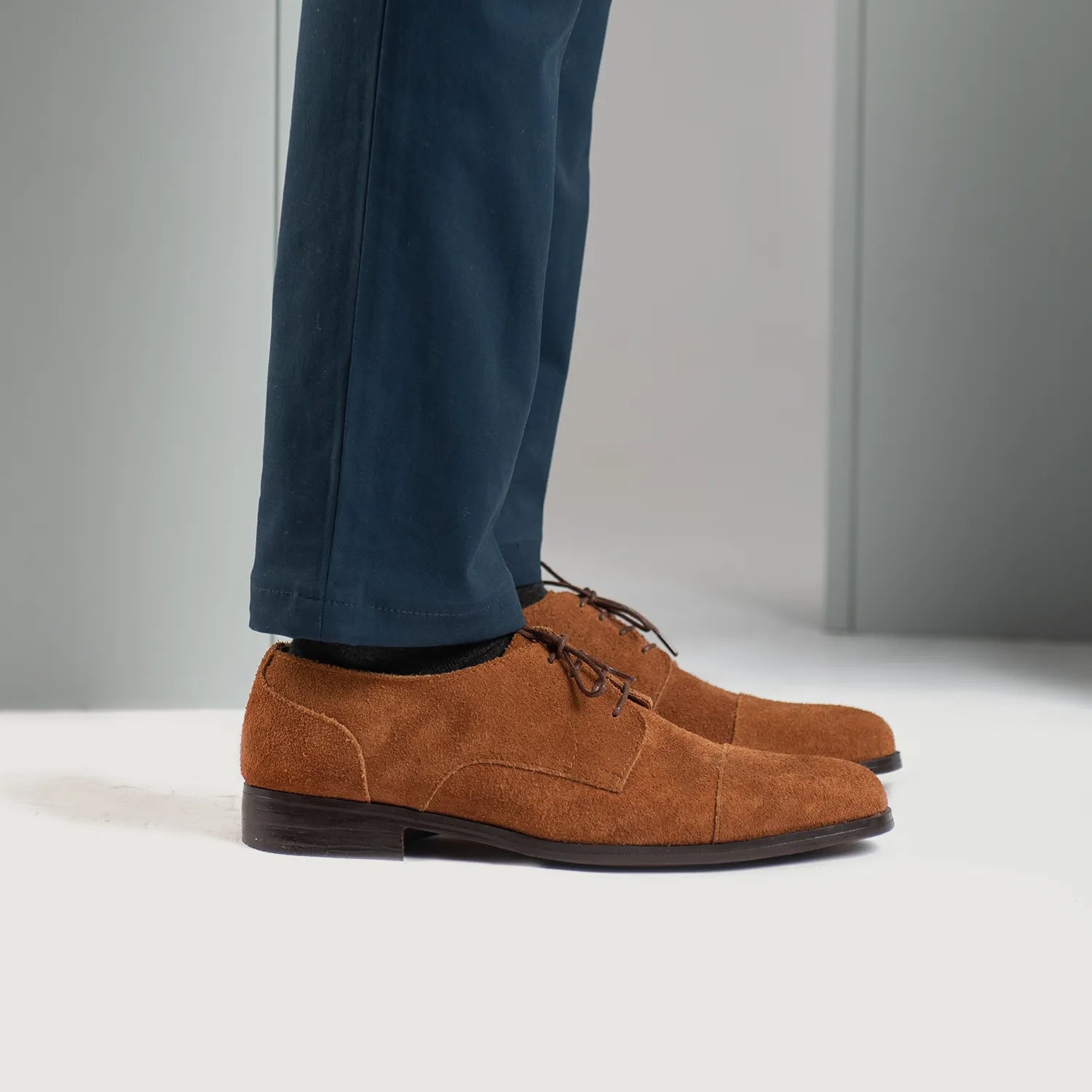 Attorney Derby Brown Suede Leather Shoes For Men - The Jacket Maker