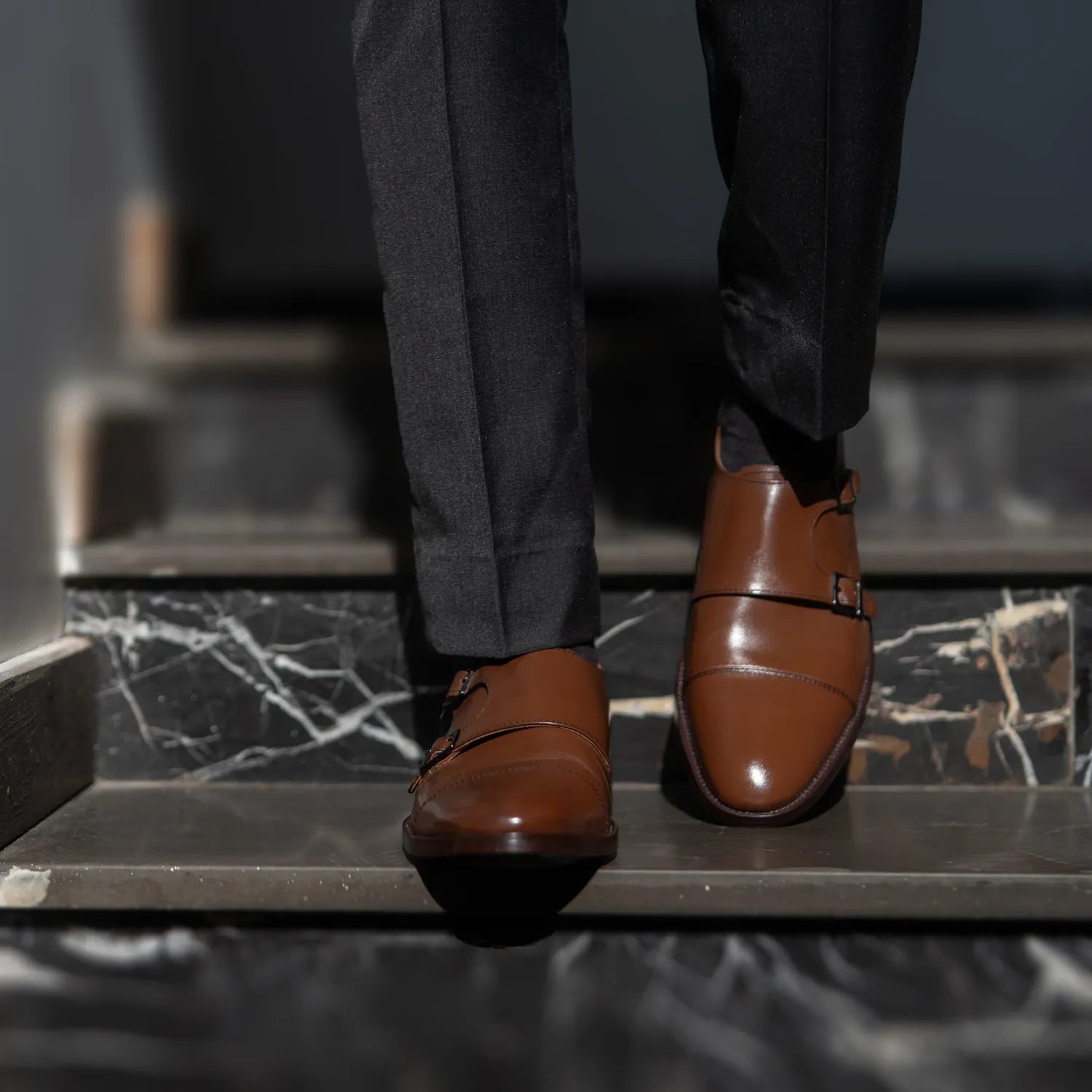 Boston Double Monk Strap Brown Leather Shoes – The Jacket Maker
