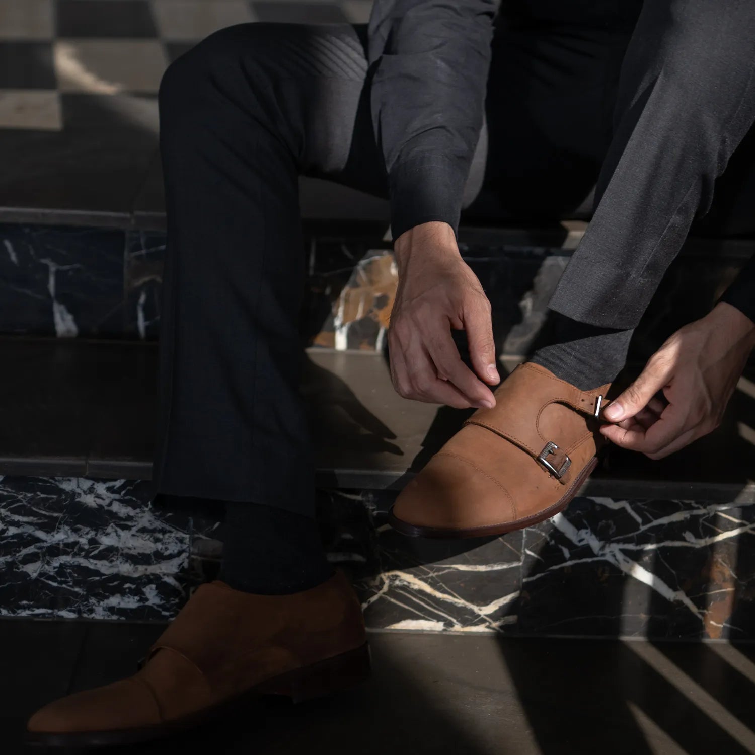 Boston Double Monk Strap Oil Pull-up Brown Leather Shoes – The Jacket Maker