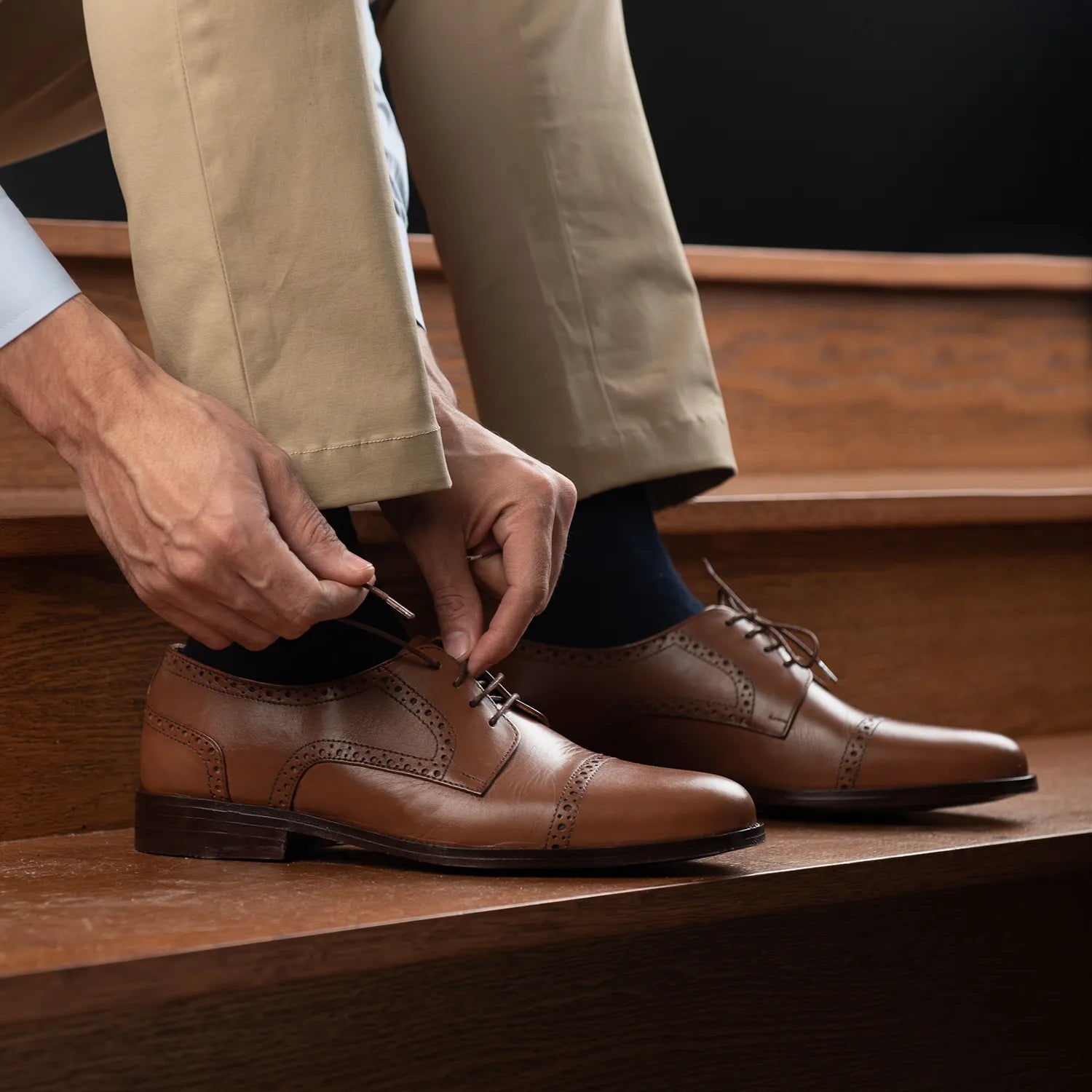 Dirk Brogues Derby Tan Leather Shoes For Men - The Jacket Maker