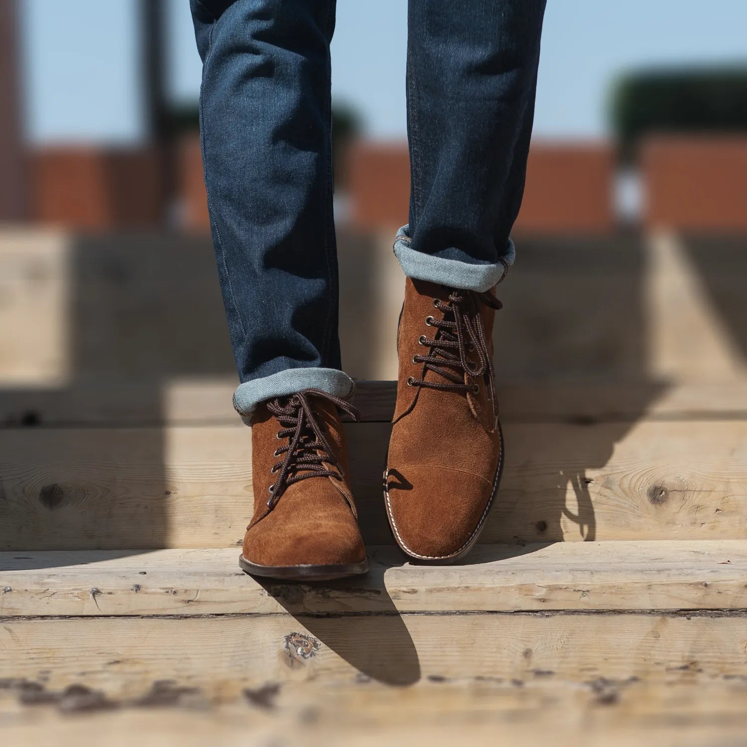 Men's Knight Derby Brown Suede Leather Boots For Men - The