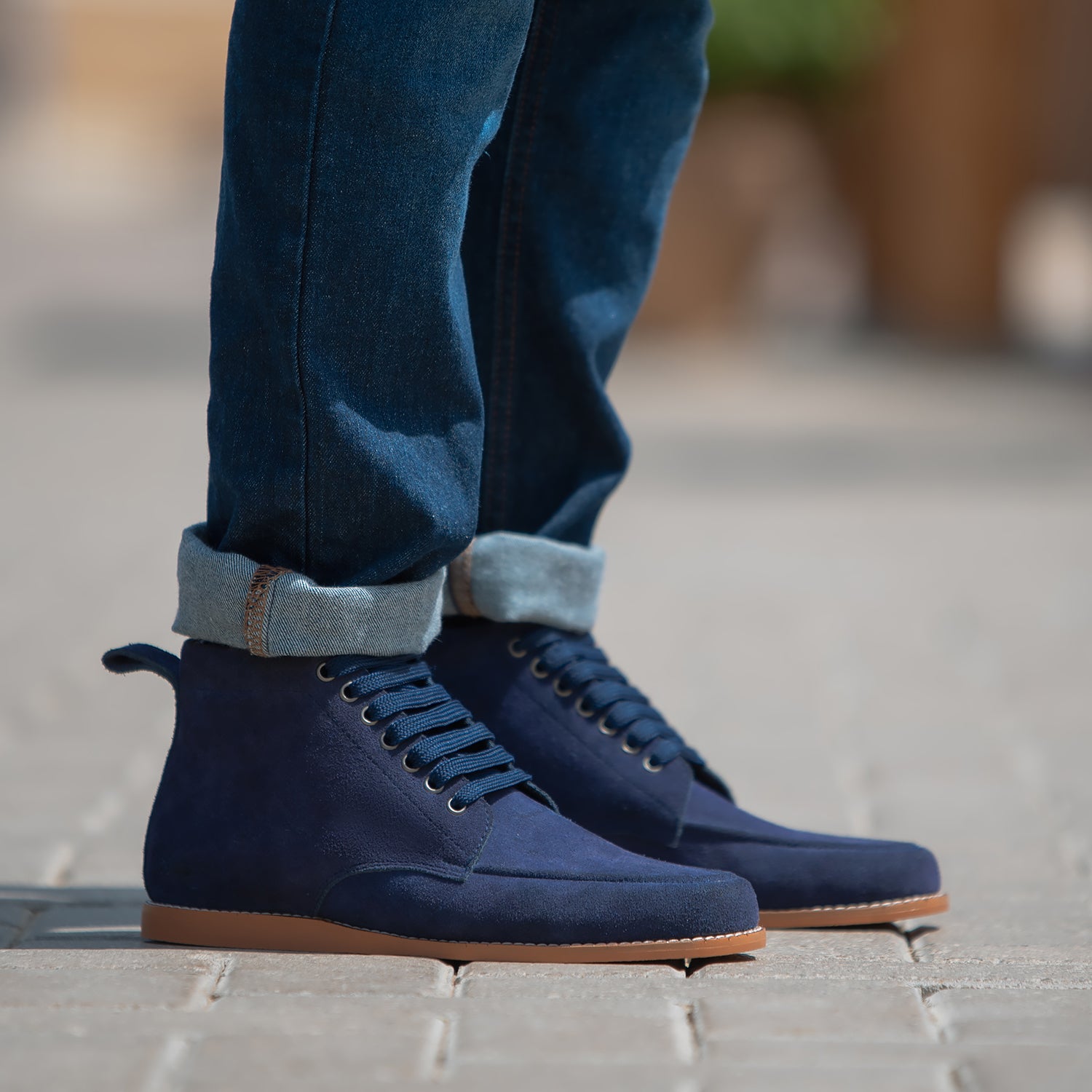 blue suede dress boots Handmade Two Tone Ankle Boots Blue Leather and Suede Lace Up Dress Boots For Men