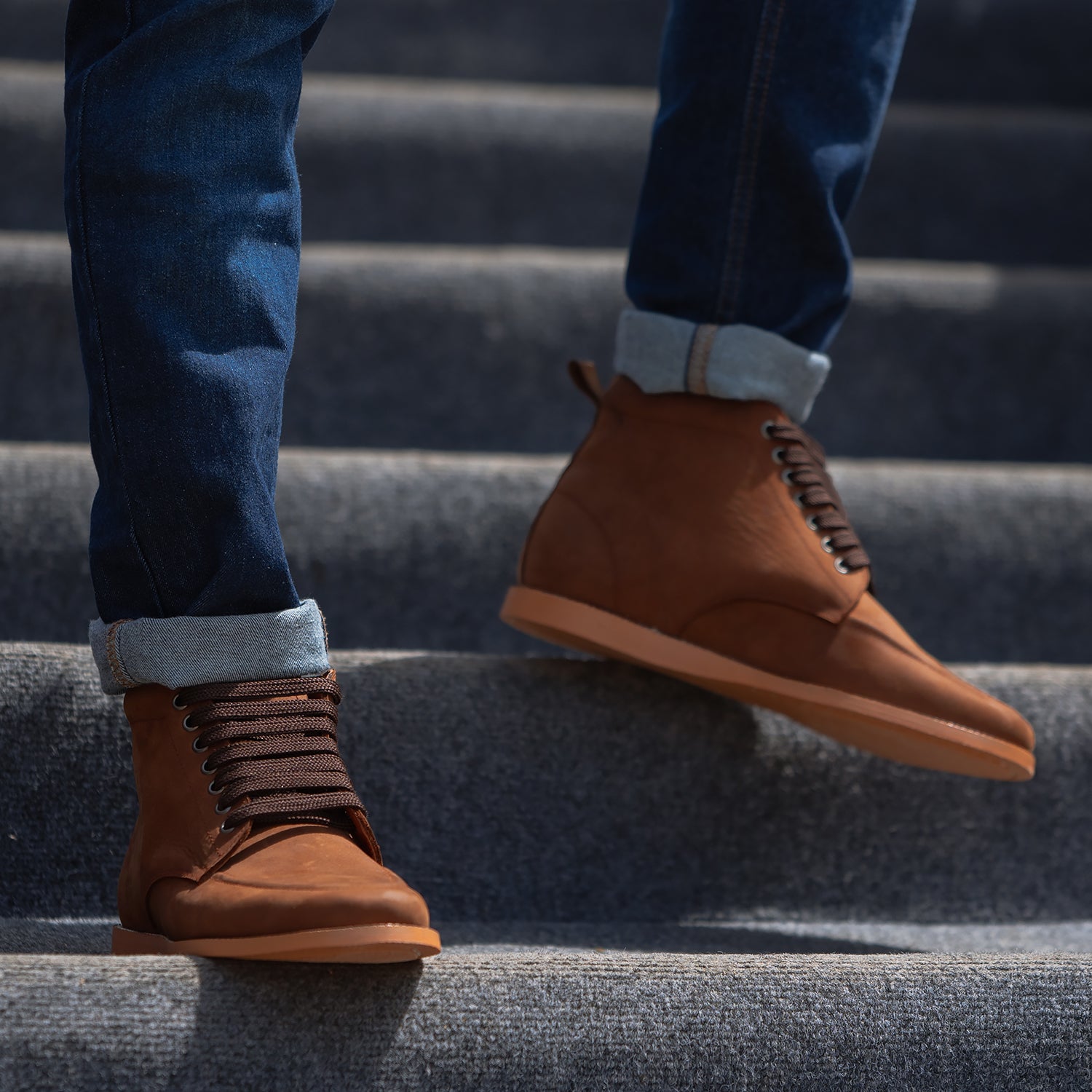 plus size dress form Bearman Moc Toe Pull-up Brown Leather Boots For Men