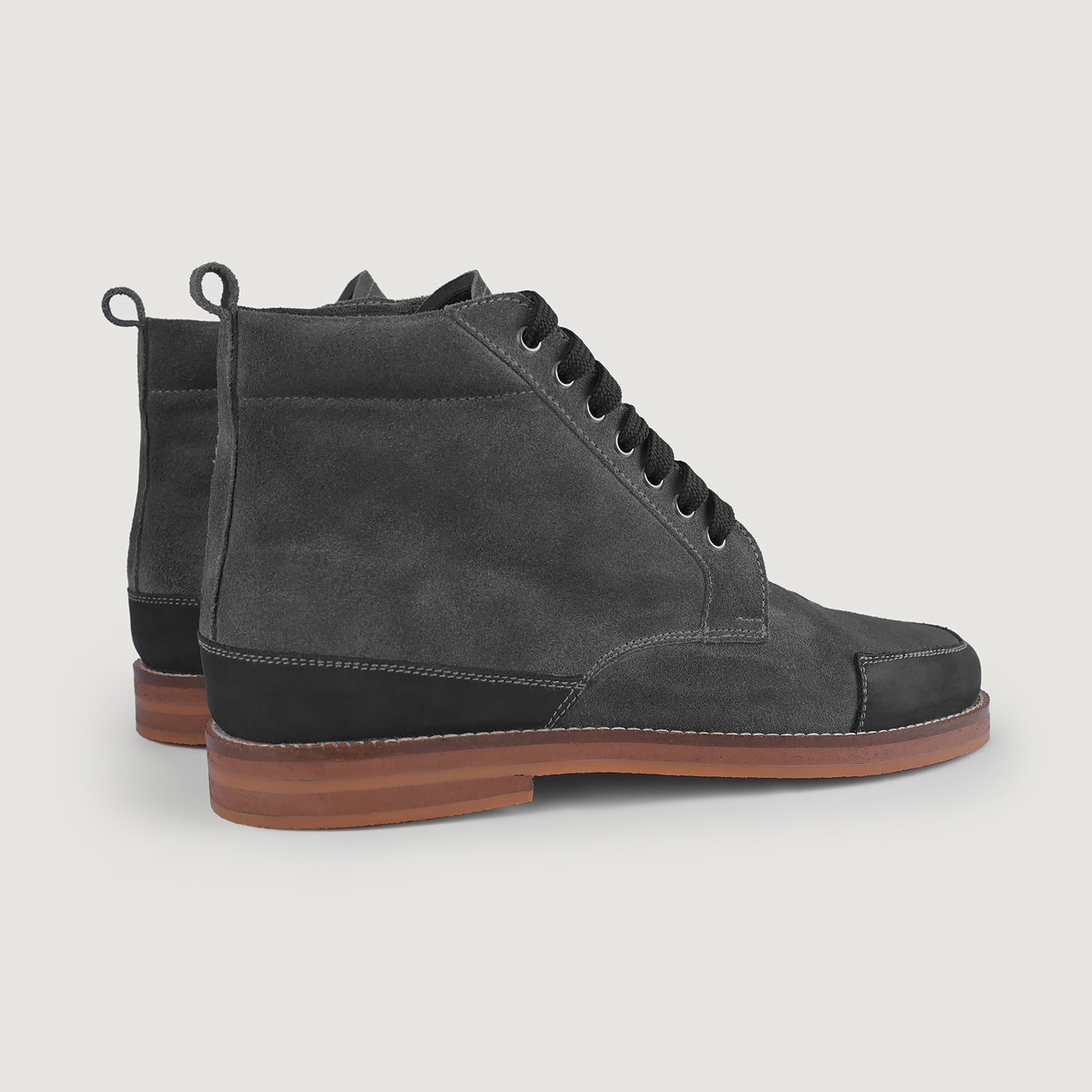 Crevo Men\'s Neal Black Upper/ Gray Suede Lower Size 11.5 Zipper/Lace Boots Carnell Moc Toe Grey Suede Boots For Men - The Jacket Maker main image 2