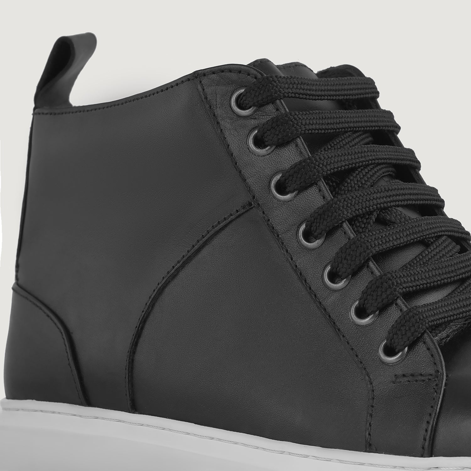 Marty High Top Black Leather Sneakers For Men - The Jacket Maker display picture 1